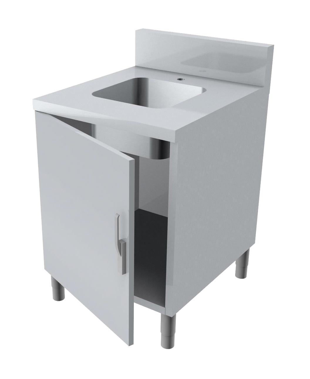 Meuble lave-mains L2G avec dosseret 150x50mm - Équipement cuisine pro