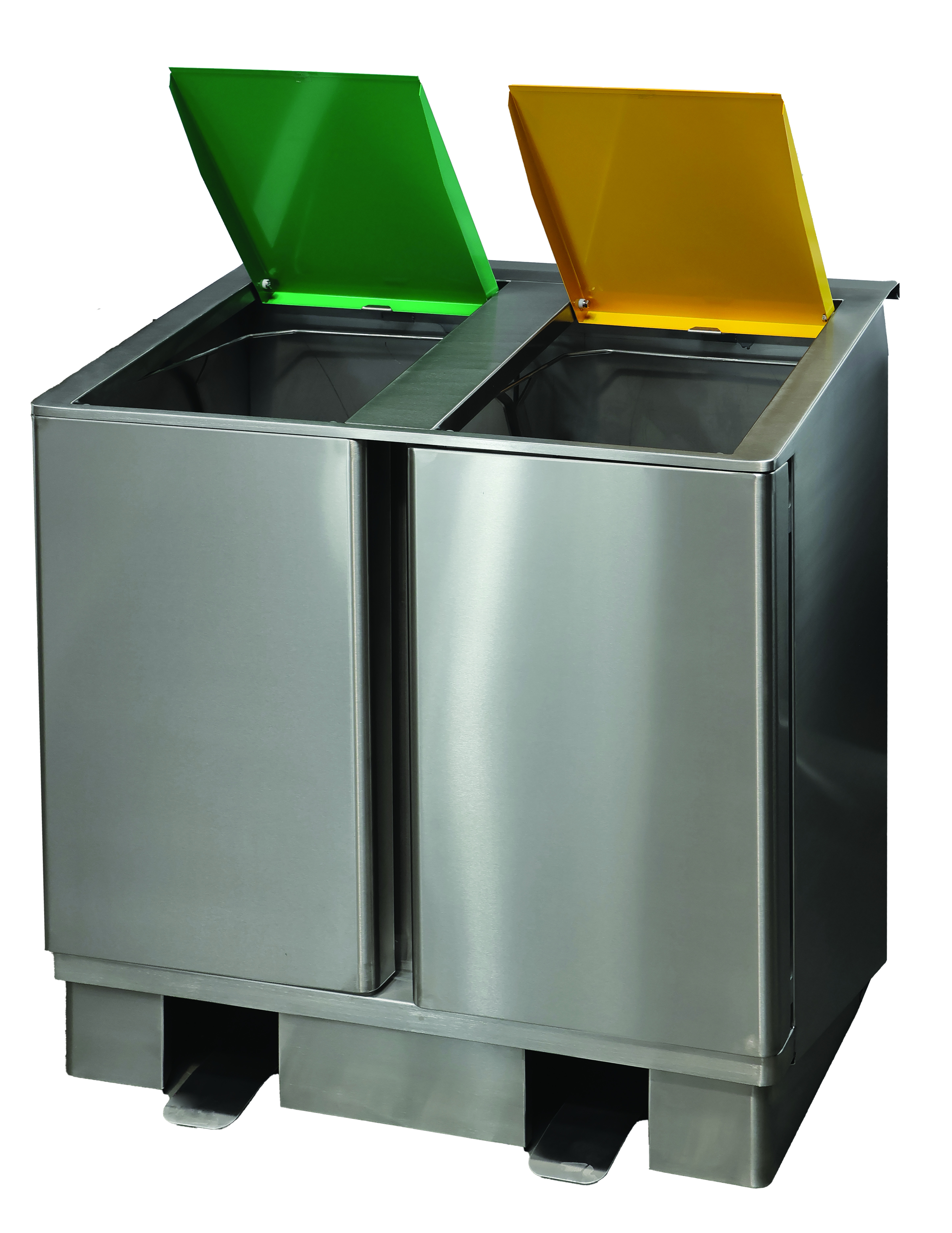 Poubelle de tri sélectif L2G en inox 304 - Ouverture frontale à pédale