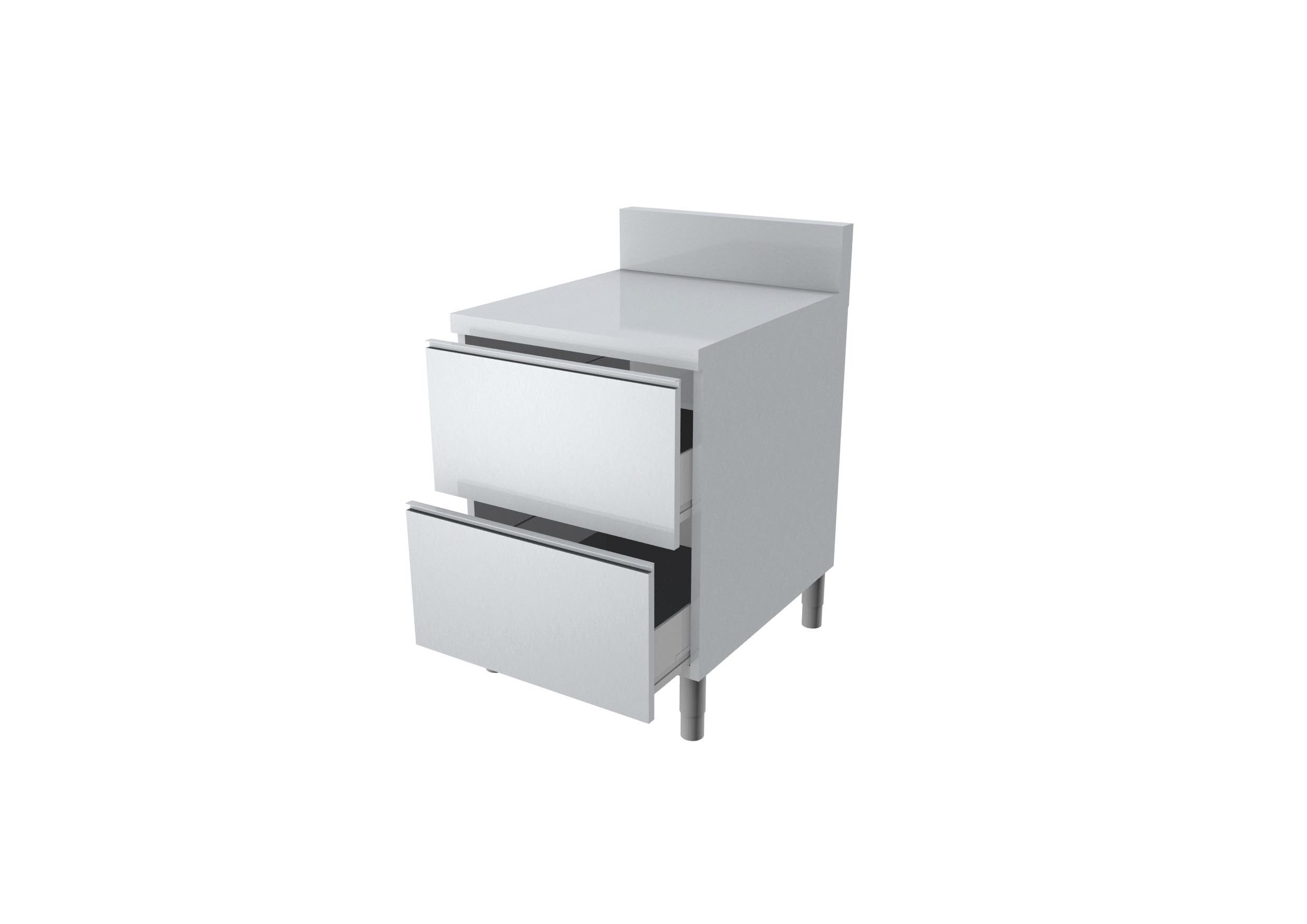 Meuble tiroirs dessus inox L2G - Dosseret 150x50mm pour cuisine pro