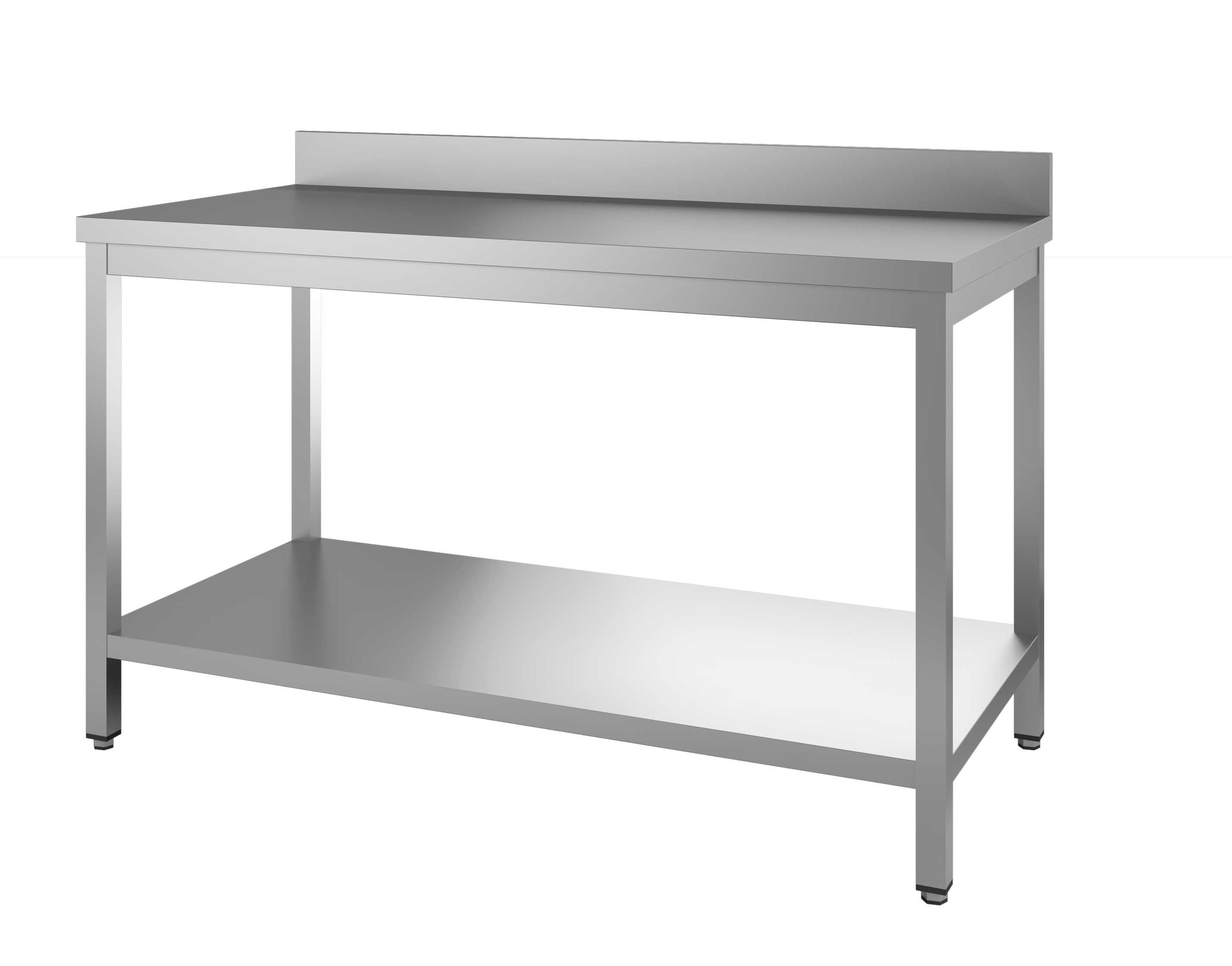 Table Inox 304 L2G démontable adossée - Pieds carrés professionnelle