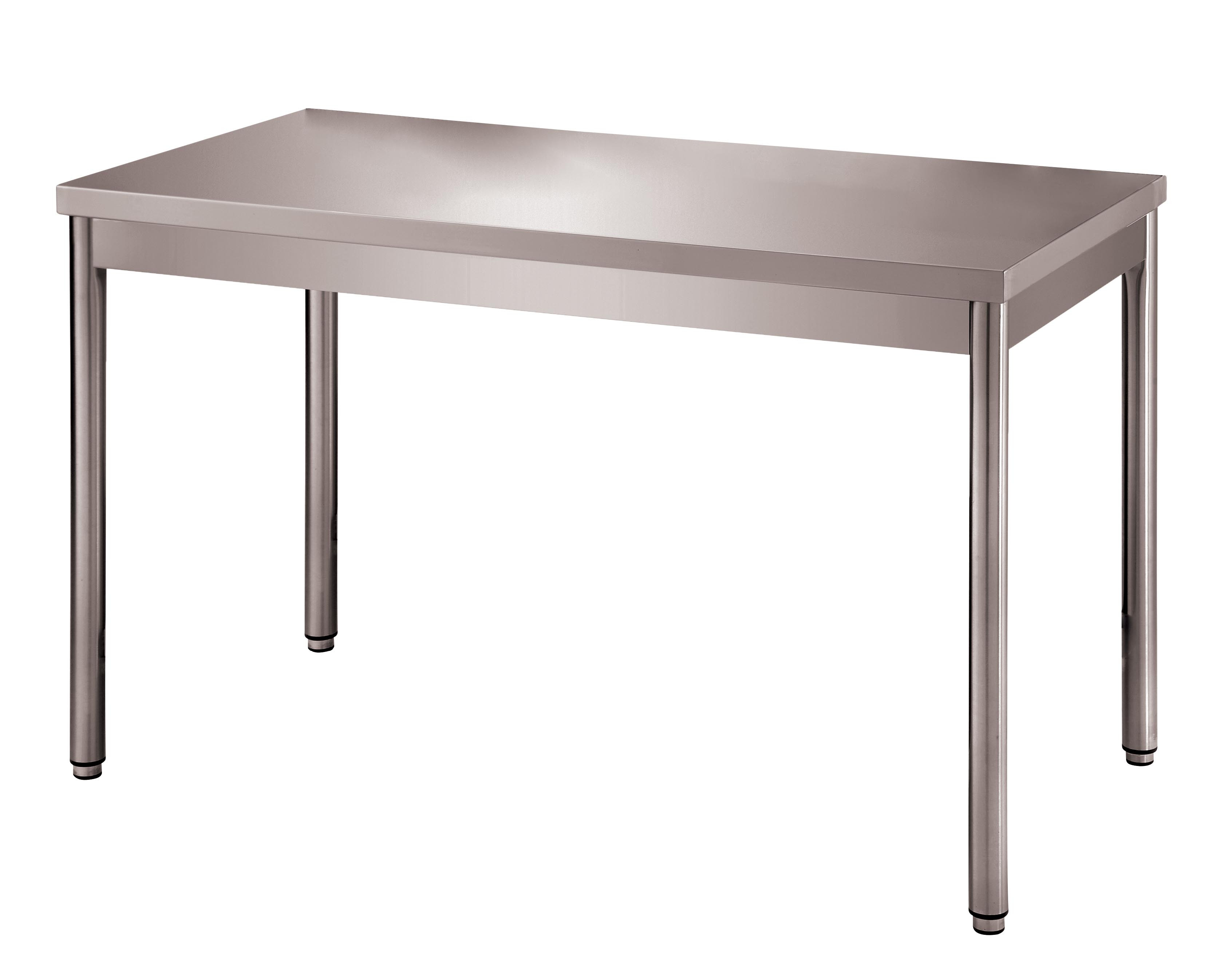 Table centrale inox L2G - Démontable avec pieds ronds réglables