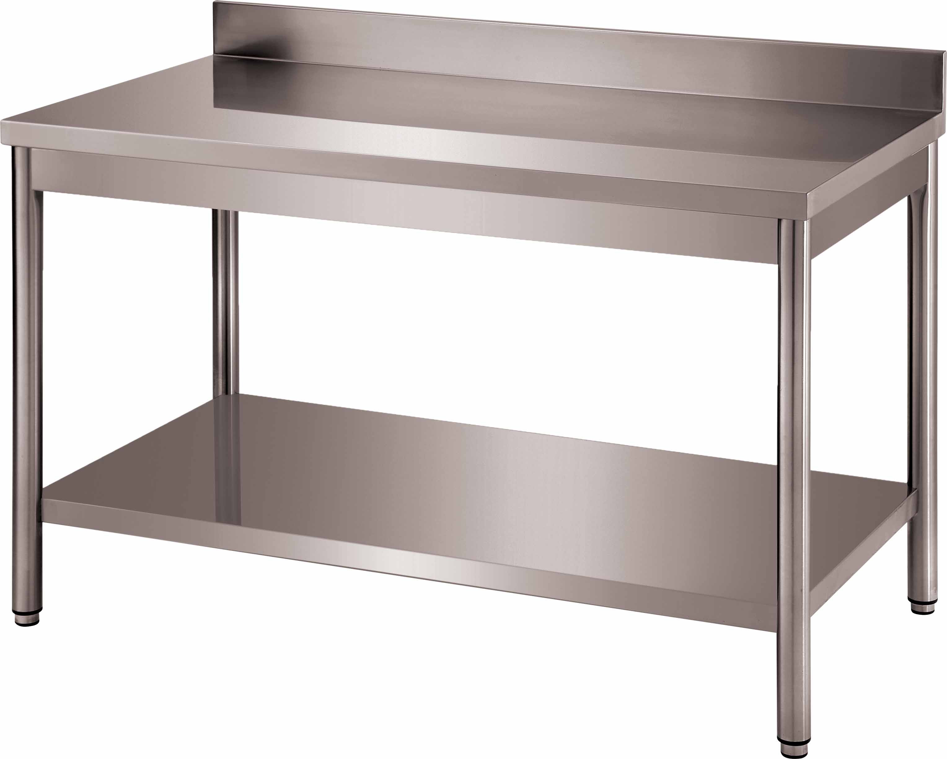 Table adossée démontable inox L2G - Table de cuisine professionnelle