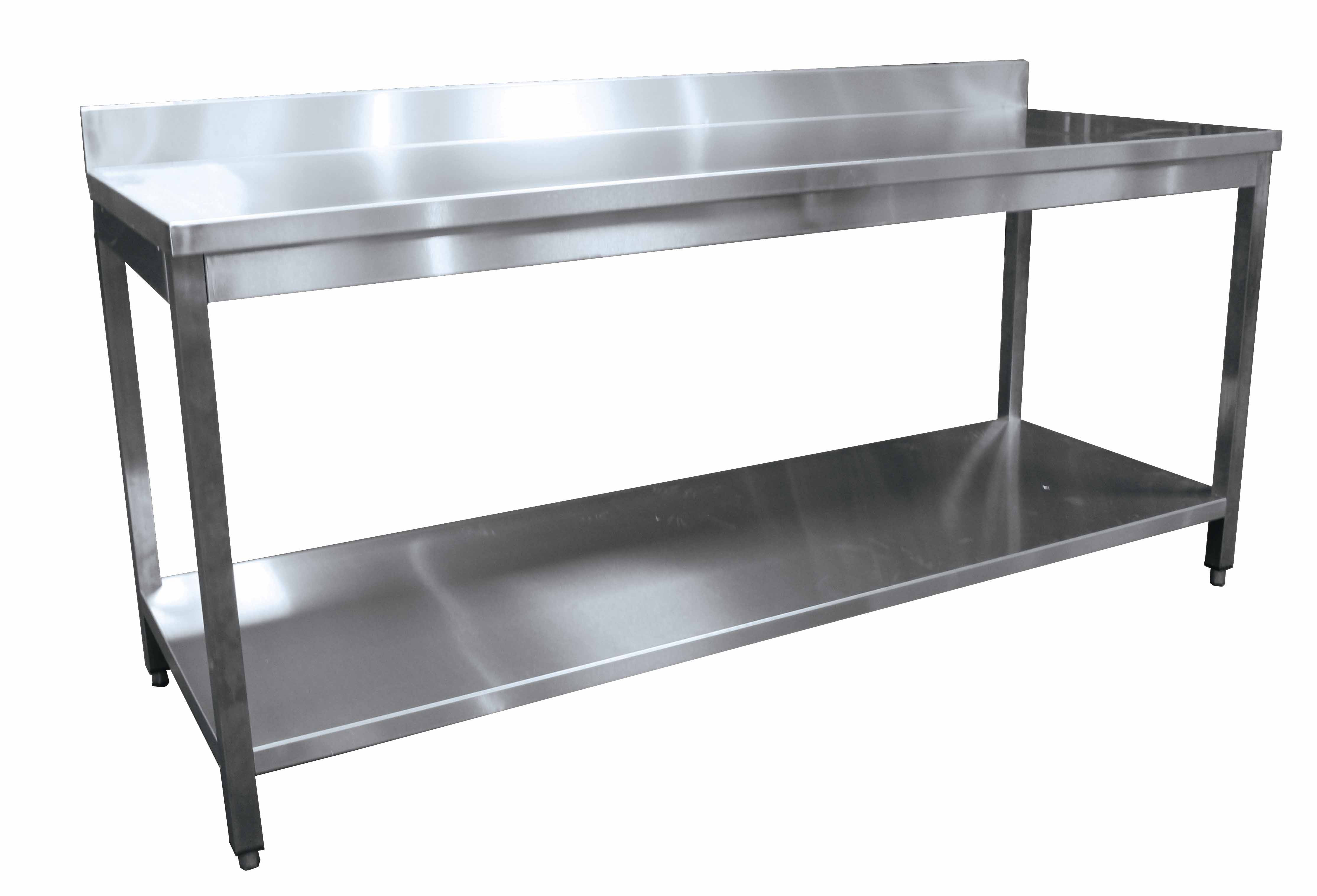 Table démontable adossée L2G - Table de travail inox pour cuisine pro