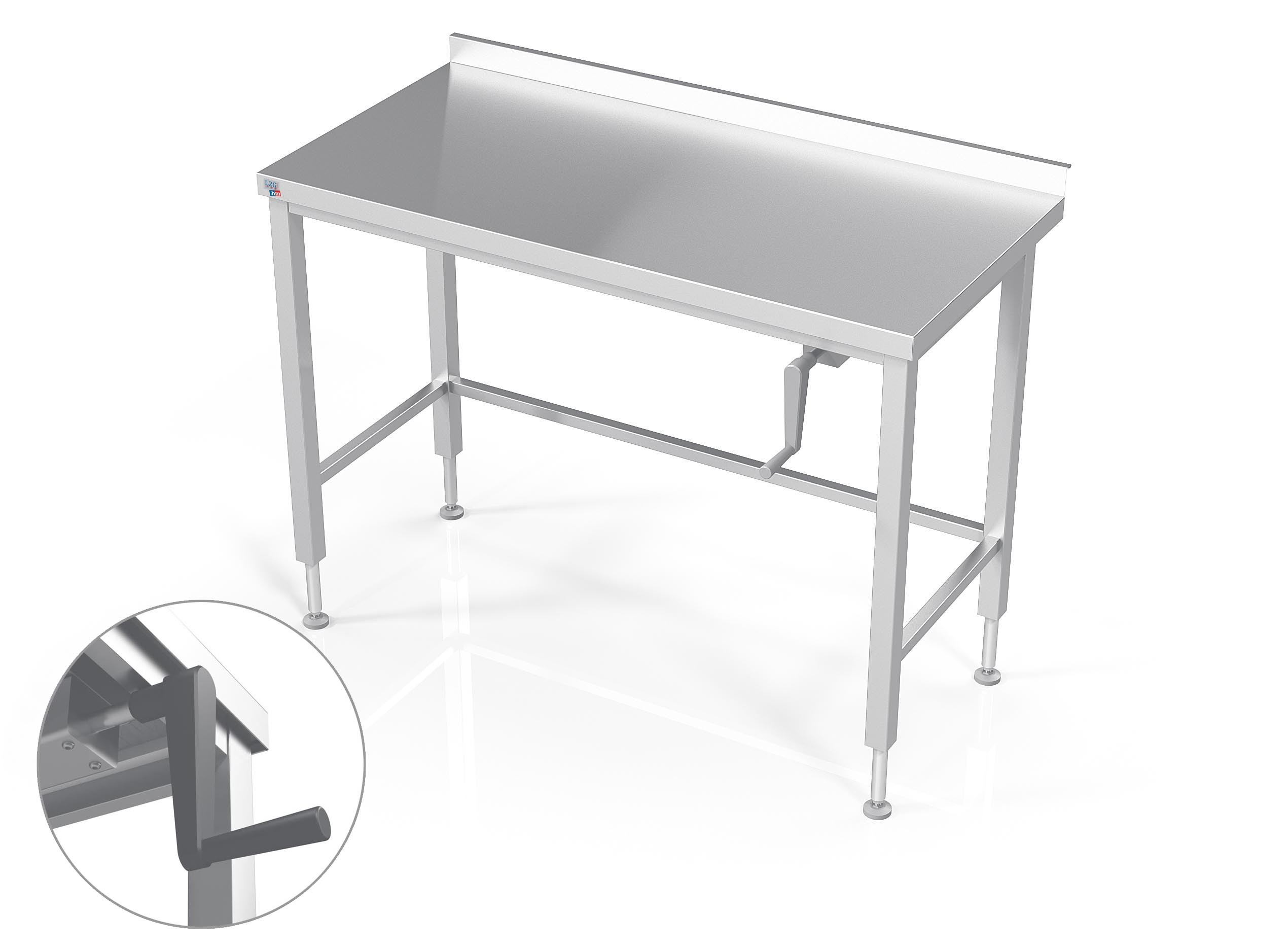 Table de travail inox L2G - Table soudée inox 304 réglable en hauteur
