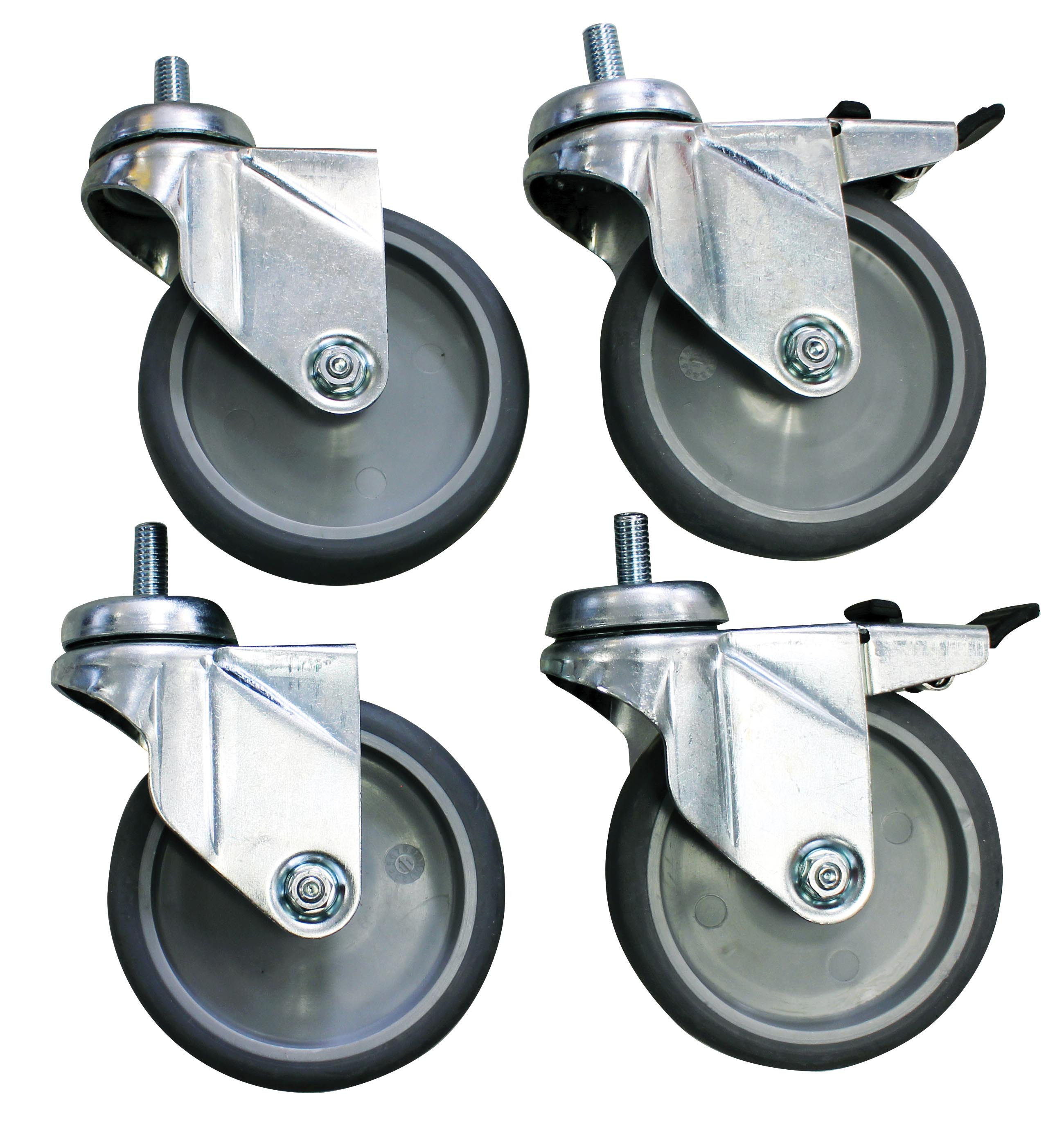 Ensemble 4 roulettes chape inox 125mm L2G - Roulettes freinées CHR