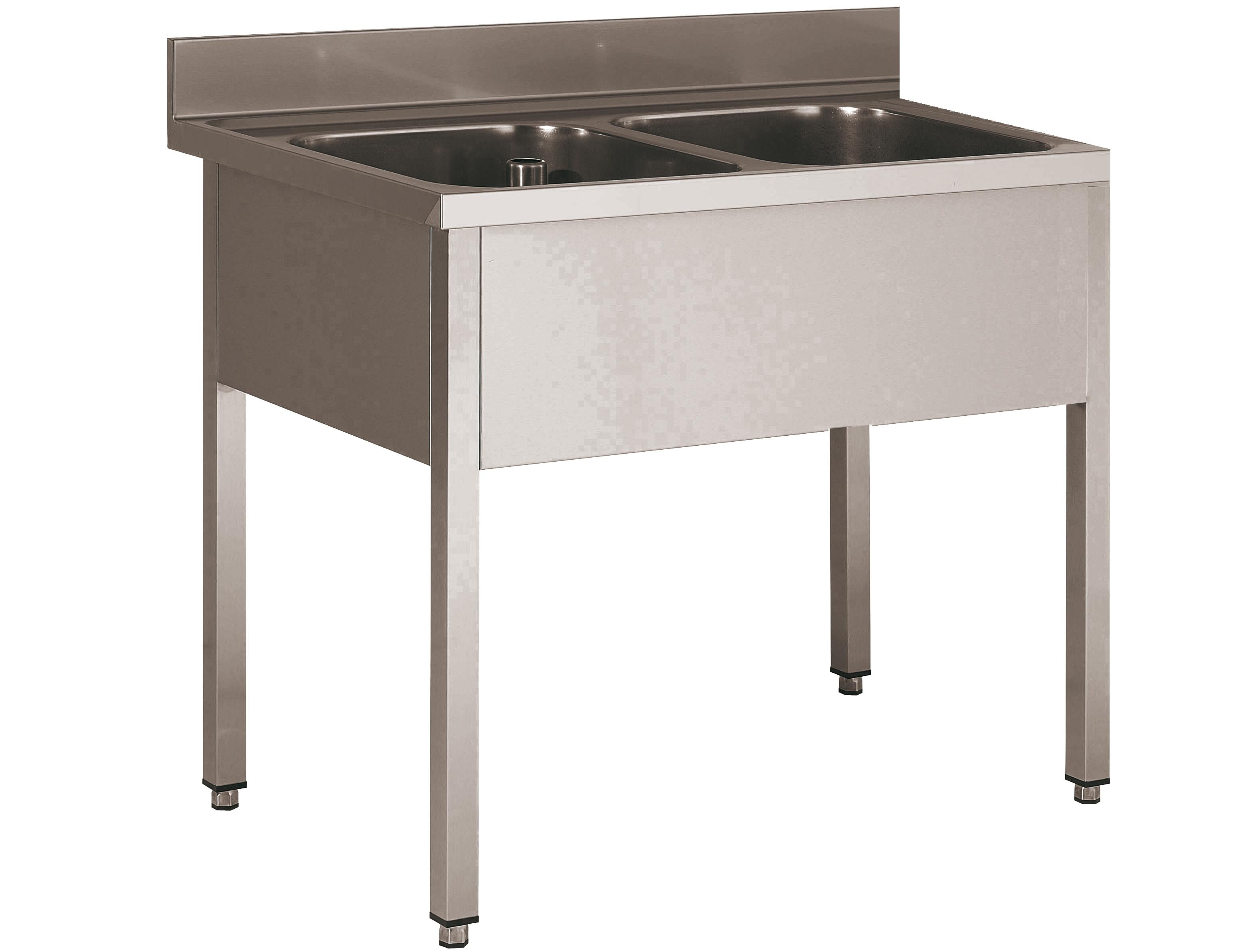 Plonge inox soudée L2G 2 bacs 600x500mm - Évier pro inoxydable
