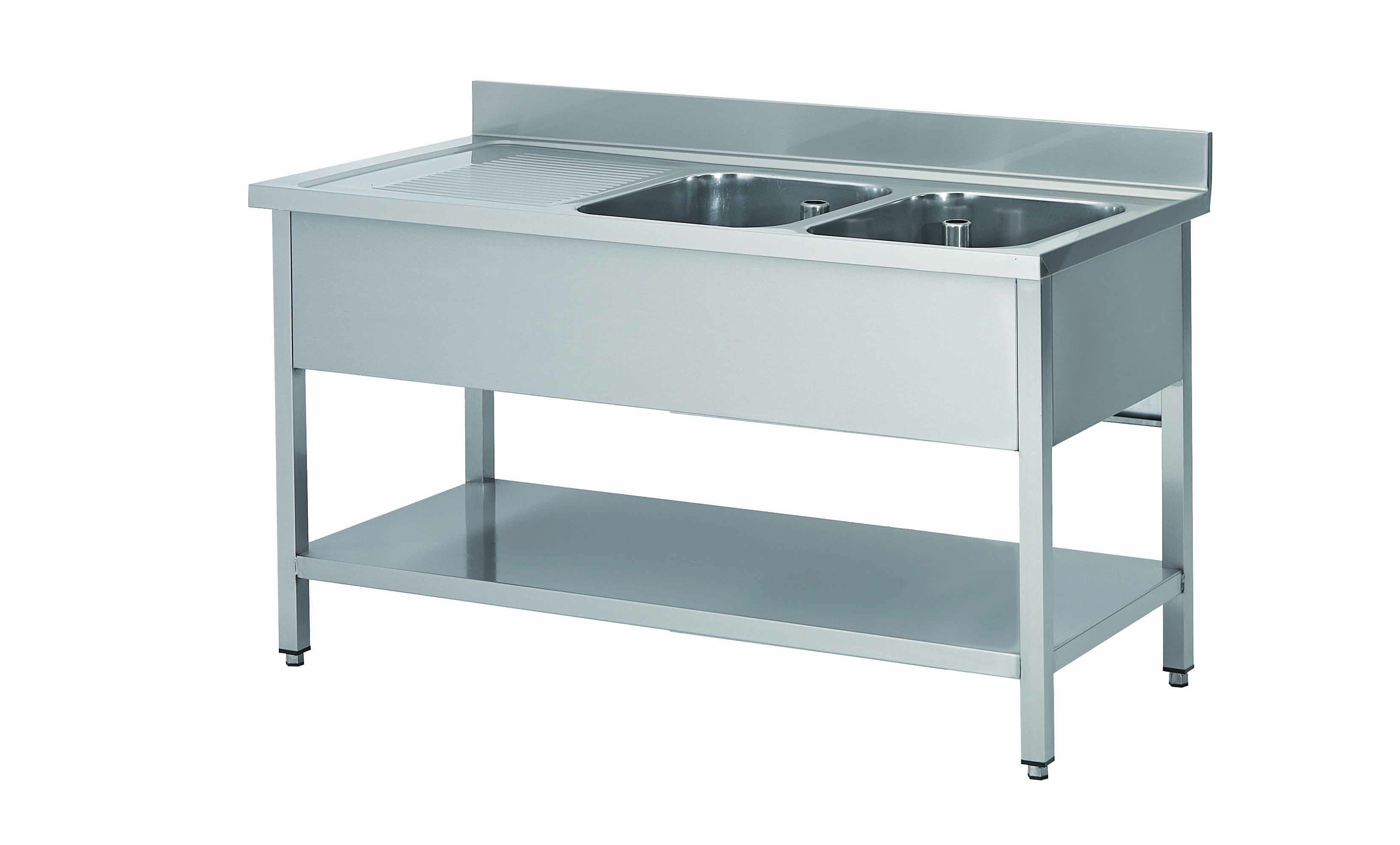 Plonge Inox L2G 2 Bacs 500x500mm - Évier Professionnel Soudé Inox 304