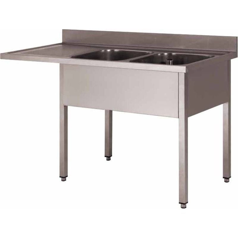 Plonge inox 304 démontable L2G - 2 bacs pour lave-vaisselle encastré