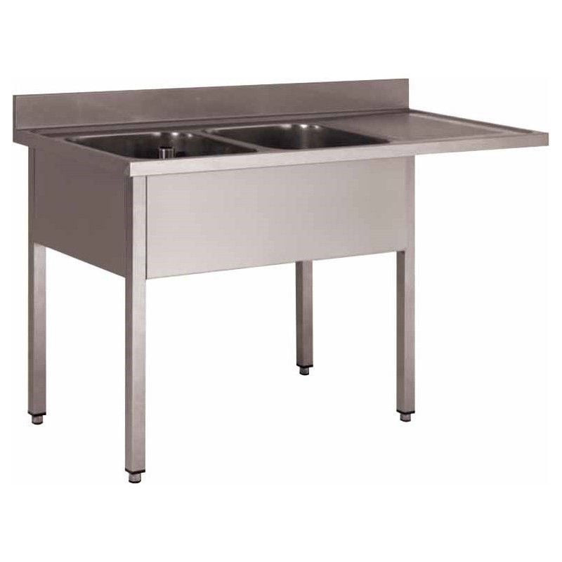 Plonge inox 304 démontable L2G - 2 bacs pour lave-vaisselle encastré