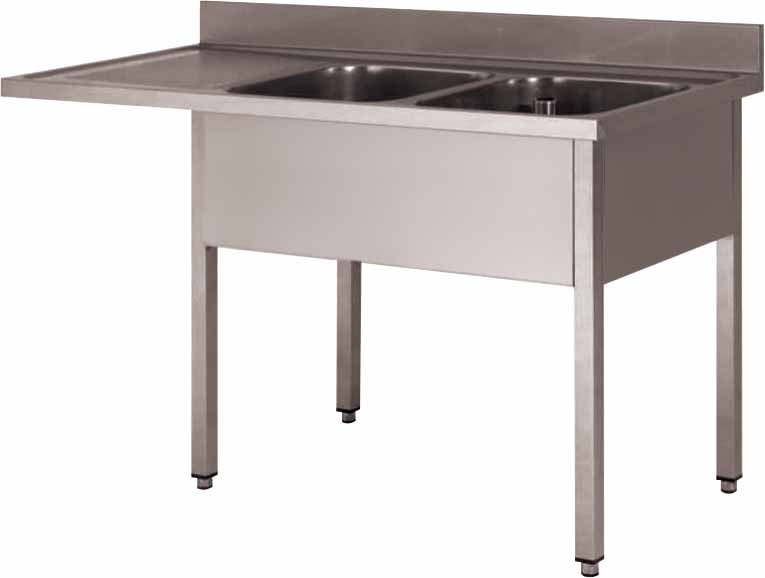 Plonge inox 304 démontable L2G - 2 bacs, encastrement lave-vaisselle