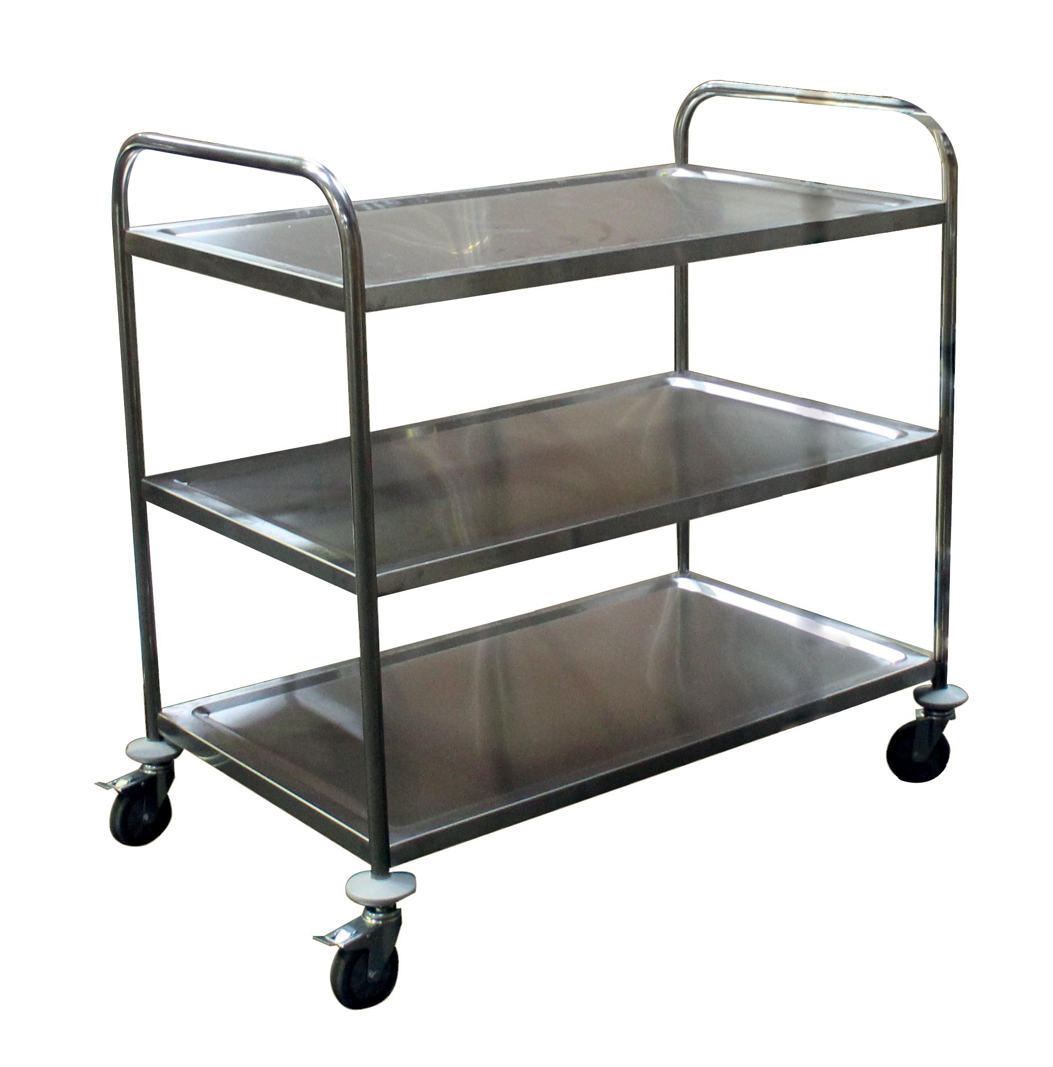 Desserte L2G inox 201 démontable 3 niveaux - 4 roues freinées