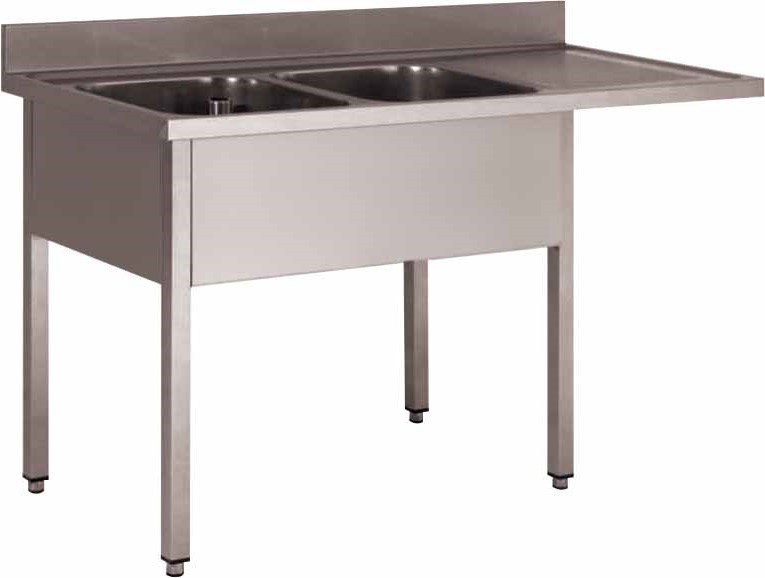 Plonge Inox 304 Démontable L2G - 2 Bacs Professionnelle Enc. LV
