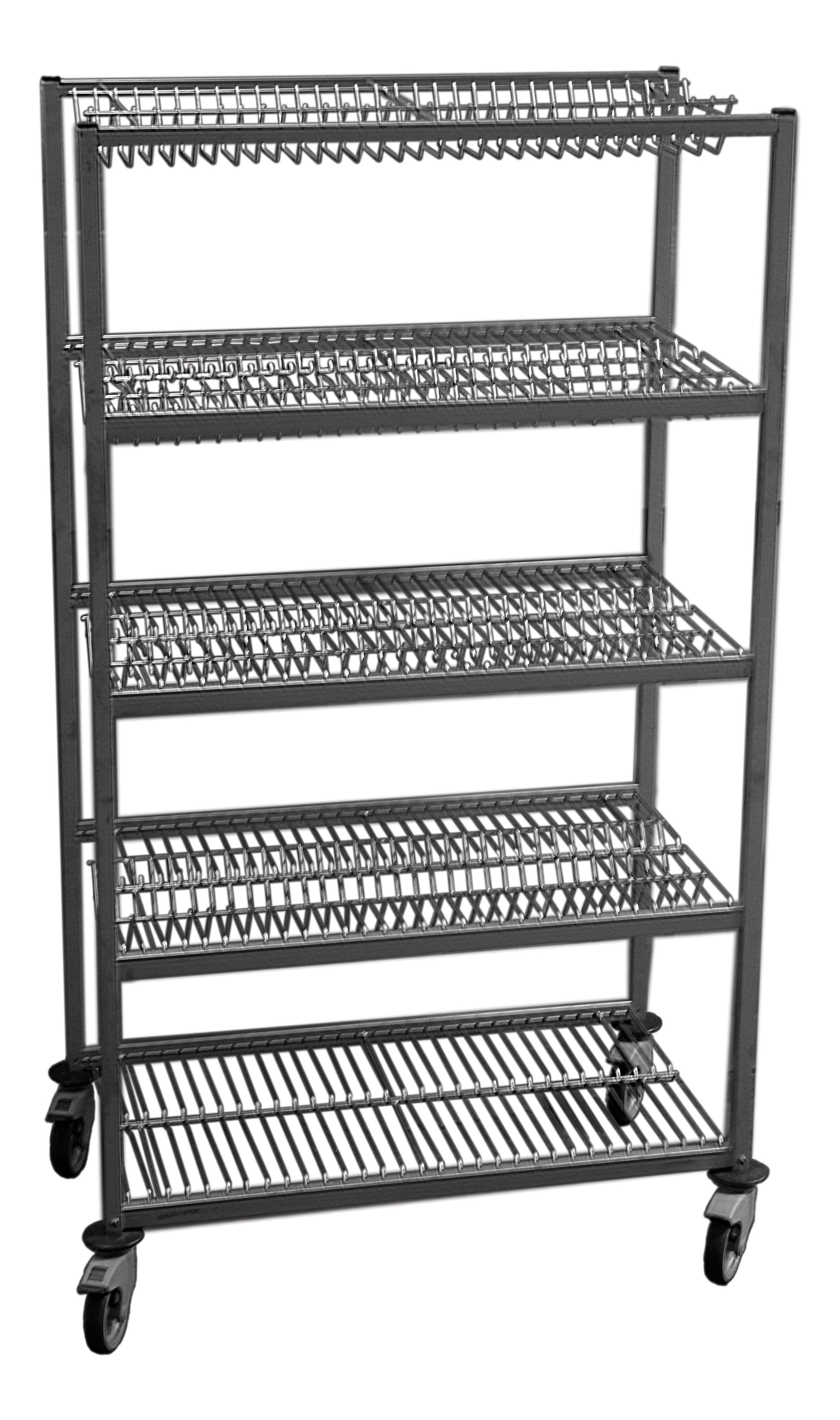 Chariot d'égouttage inox L2G - 4 niveaux pour bacs et plateaux