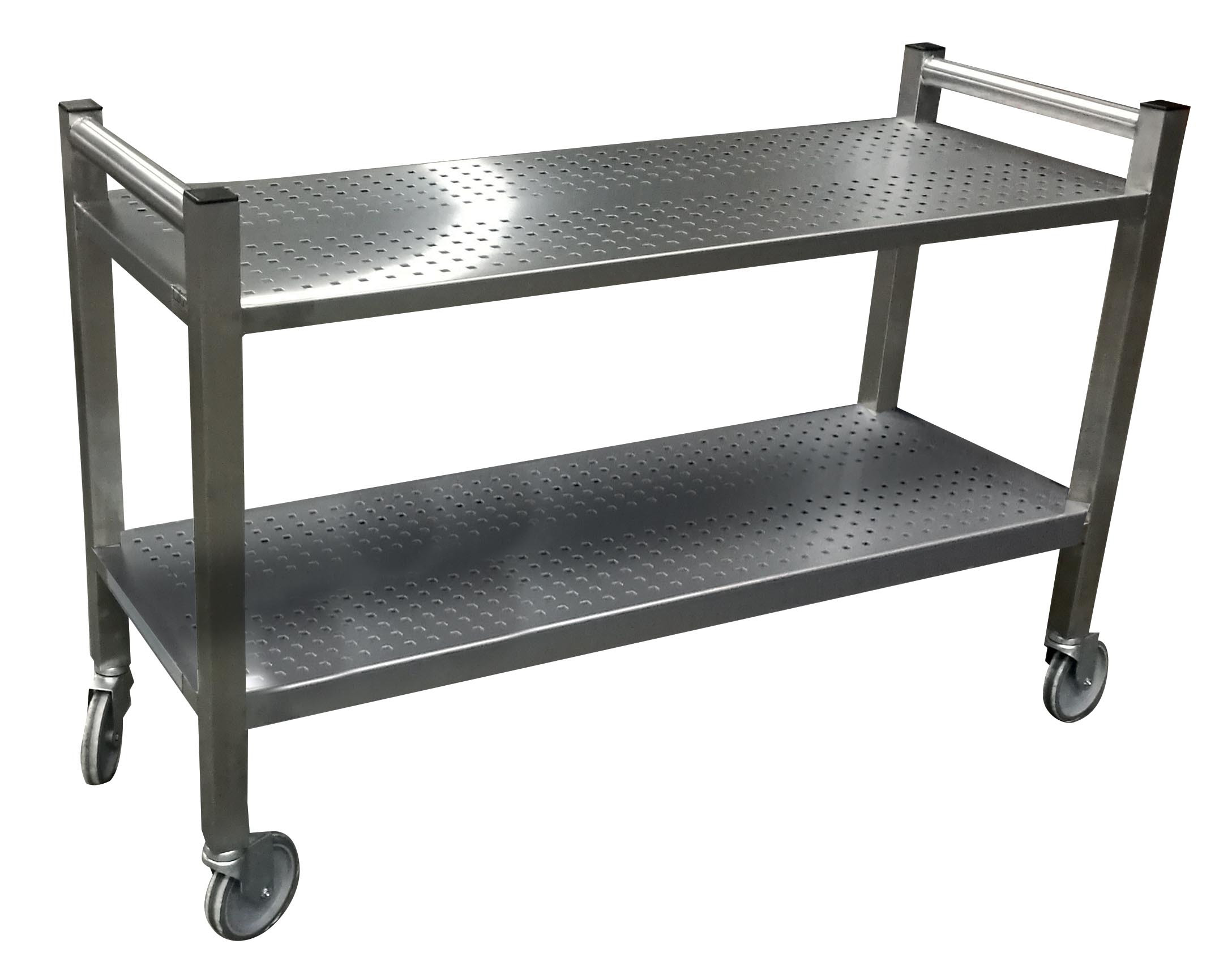 Chariot Inox 2 Plateaux Perforés L2G - Transport Bacs Professionnel