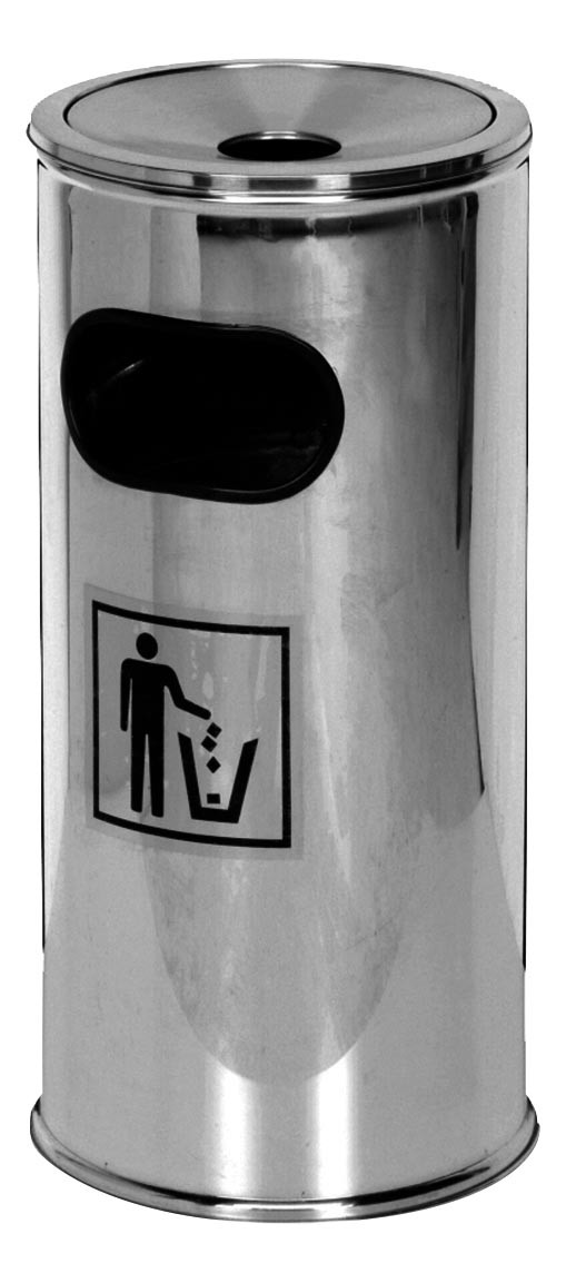 Corbeille à déchets inox L2G avec cendrier démontable - 50 litres