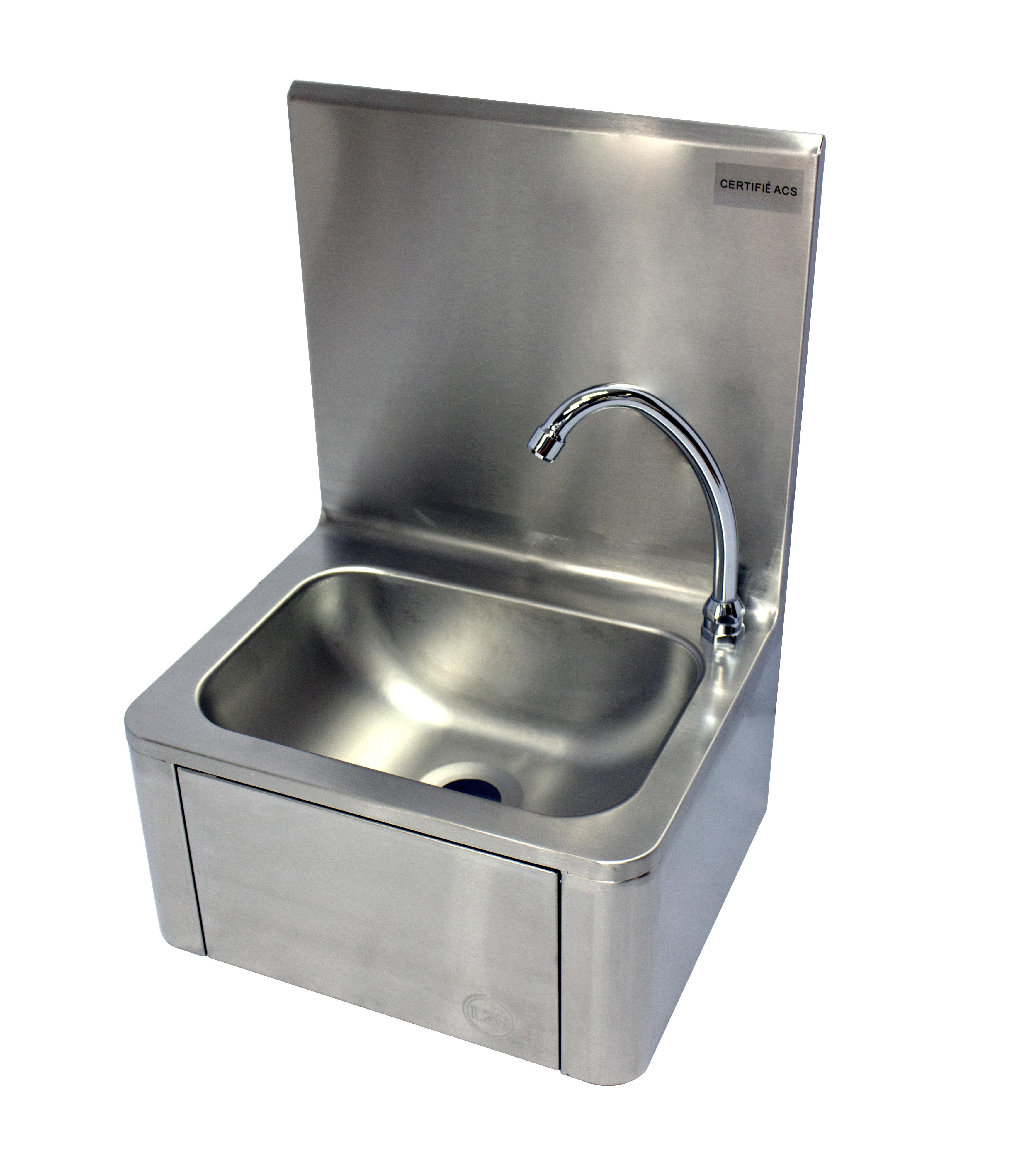 Lave-mains inox L2G avec panneau basculant - Hygiène professionnelle