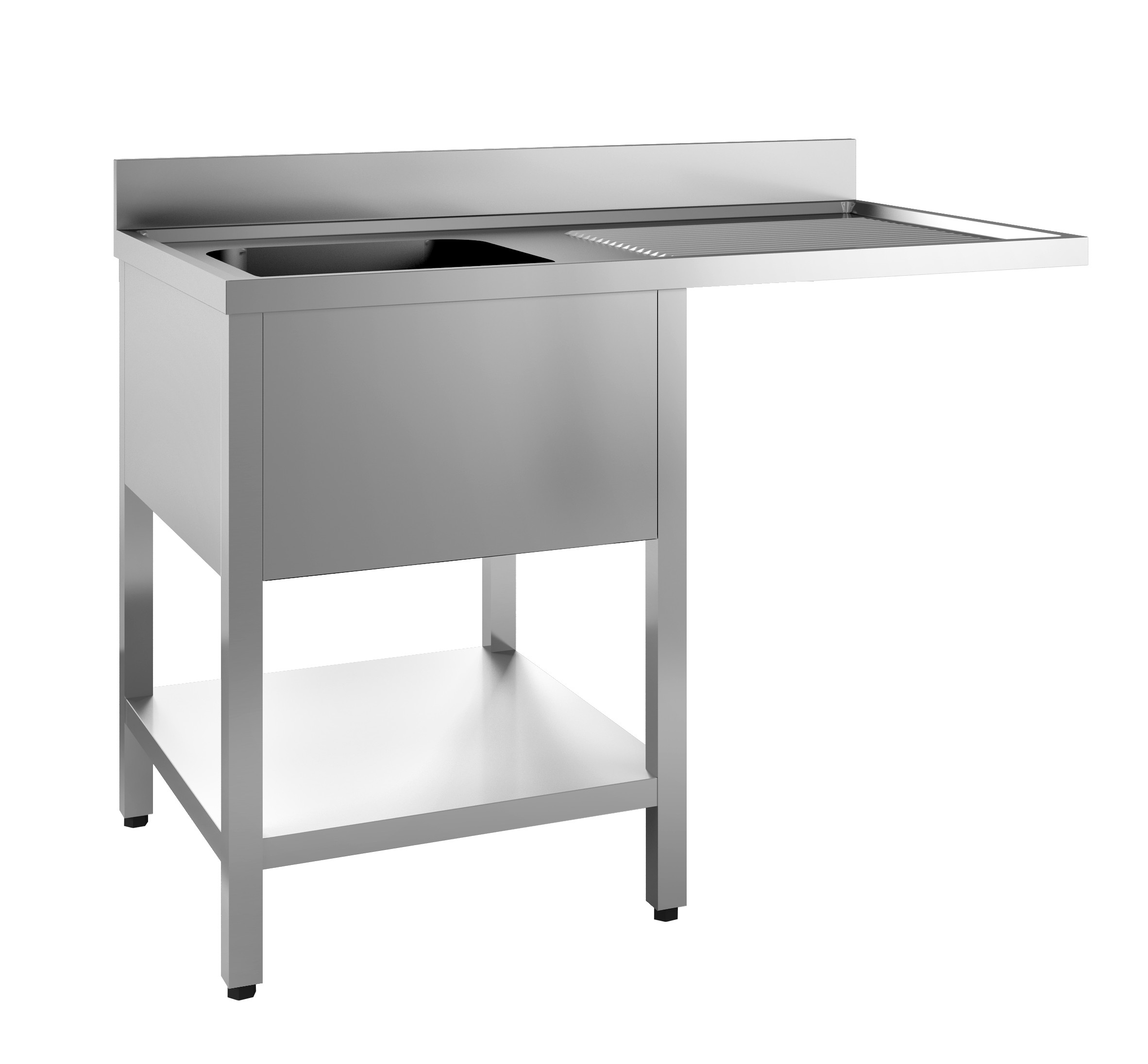 Plonge Inox 304 L2G soudée - Bac gauche et étagère pour cuisine pro