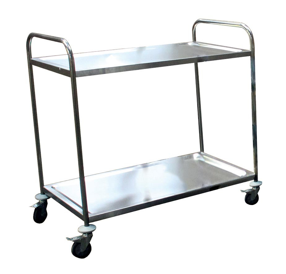 Desserte démontable L2G Inox 201 - 2 niveaux, 4 roues pivotantes