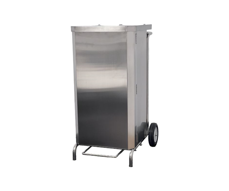 Porte-sacs mobile L2G - Inox caréné avec ouverture frontale à 90°