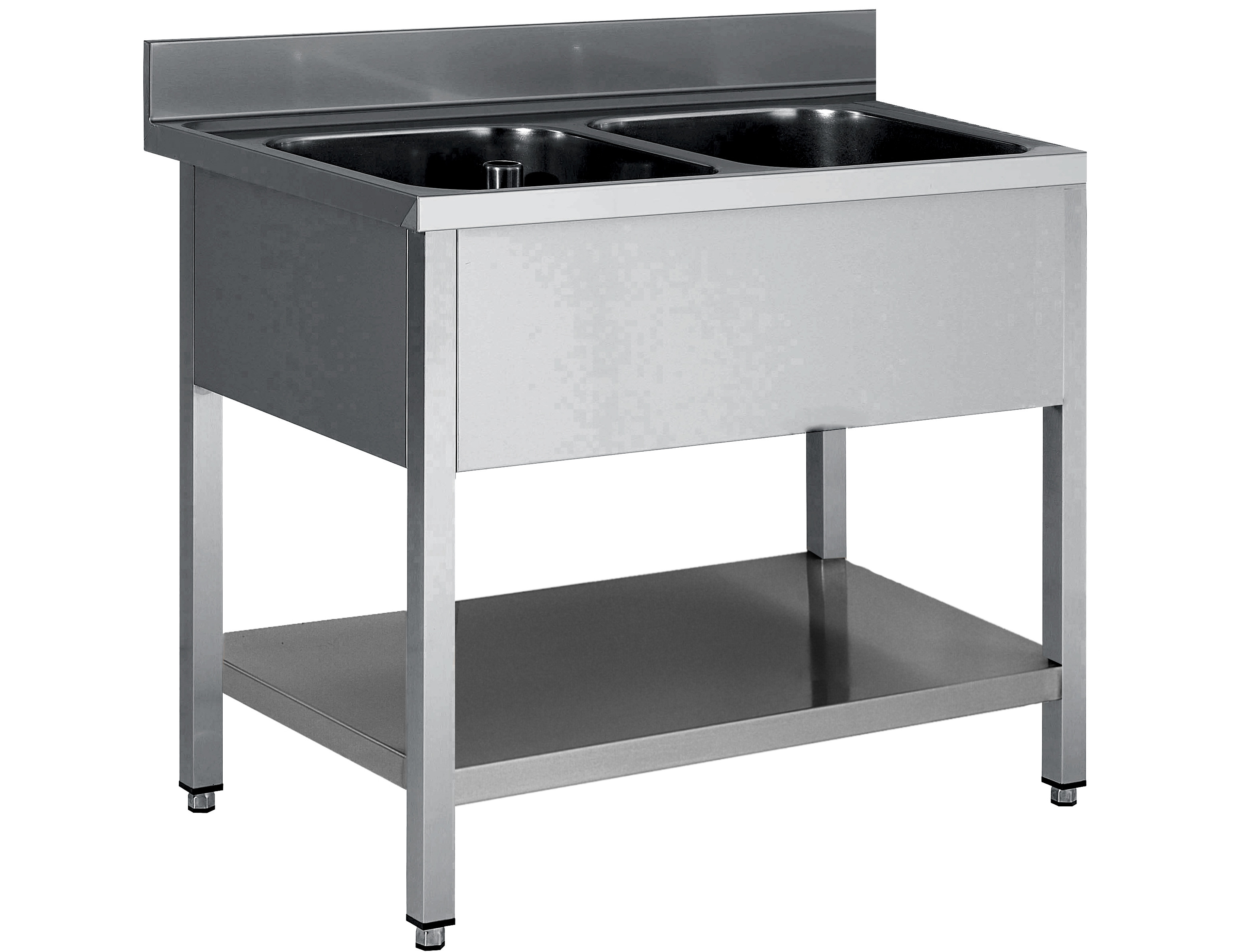 Plonge Inox 304 Démontable L2G - 2 Bacs Professionnels 500x500 mm