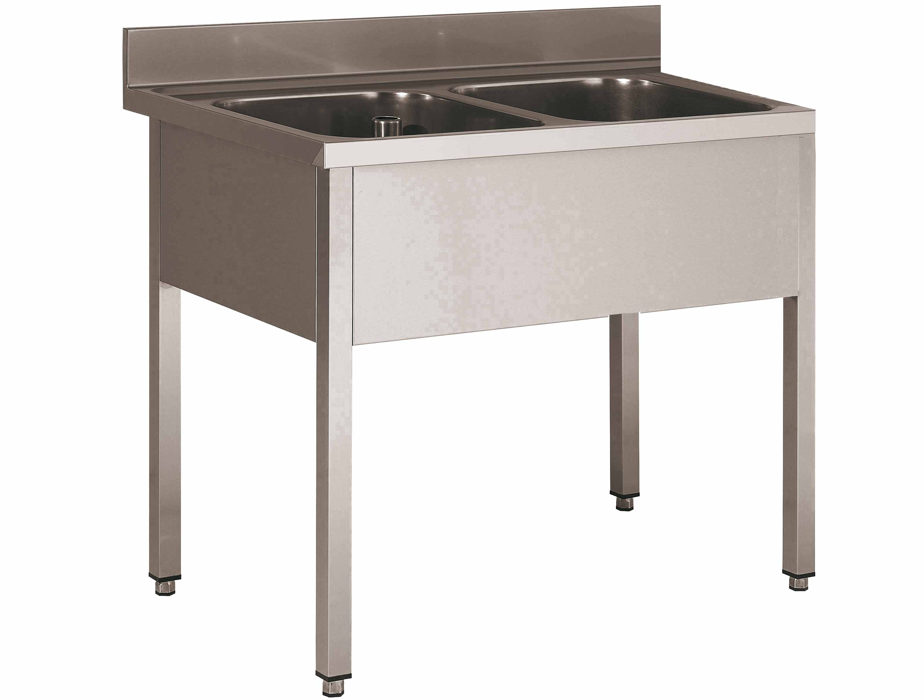 Plonge inox 304 L2G démontable 2 bacs 500x500mm - Évier pro cuisine