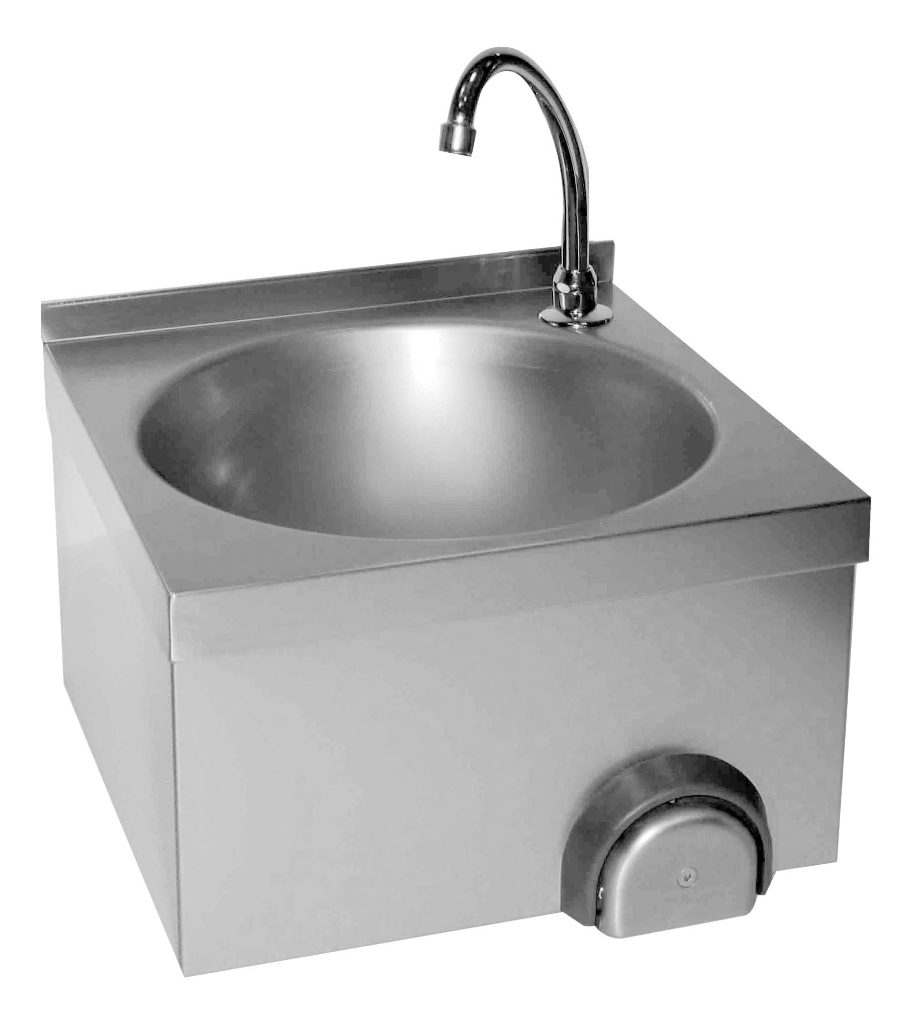 Lave-mains professionnel inox L2G - Cuve ronde et dosseret 30 mm