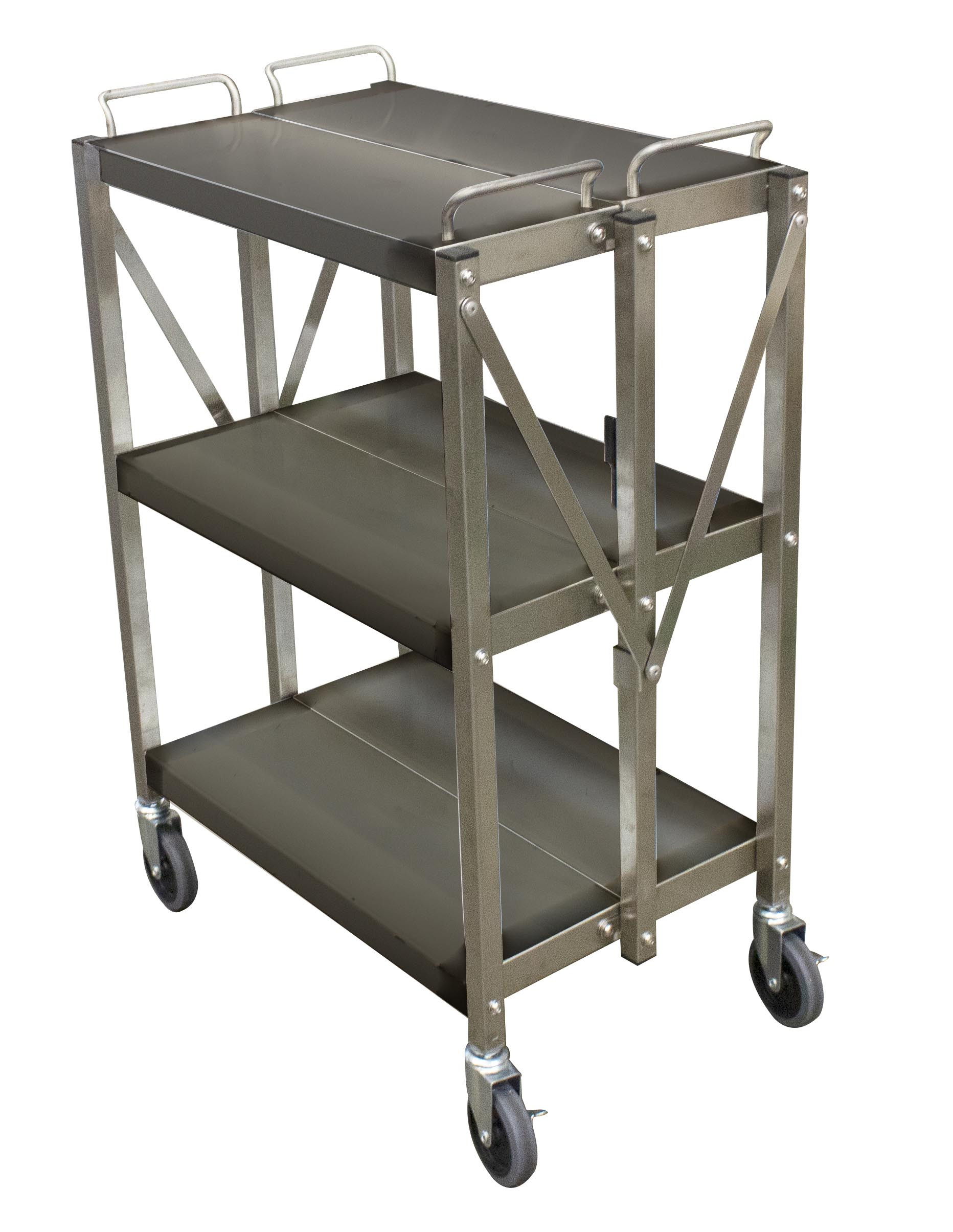 Desserte Inox Pliable 3 Niveaux L2G - Étagère Mobile Professionnelle