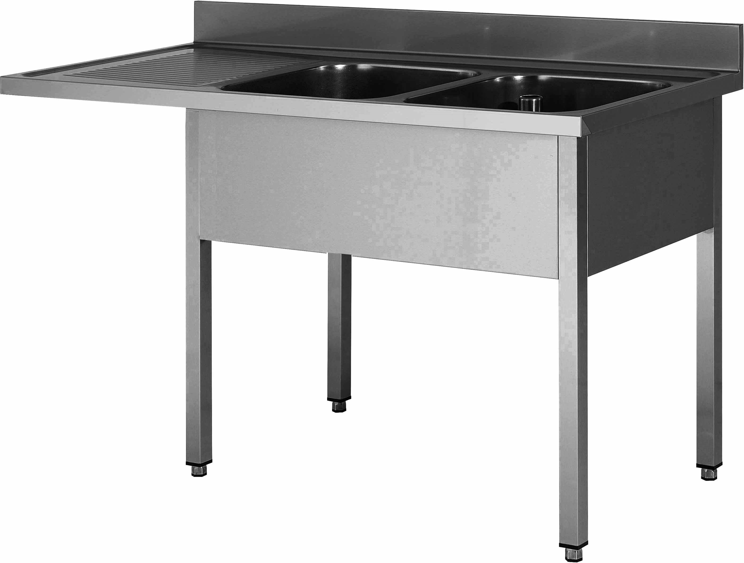 Plonge inox 304 soudée L2G avec encastrement lave-vaisselle à droite