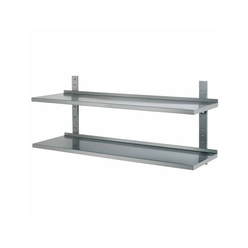 Étagère murale inox L2G - 2 niveaux sur crémaillères réglables