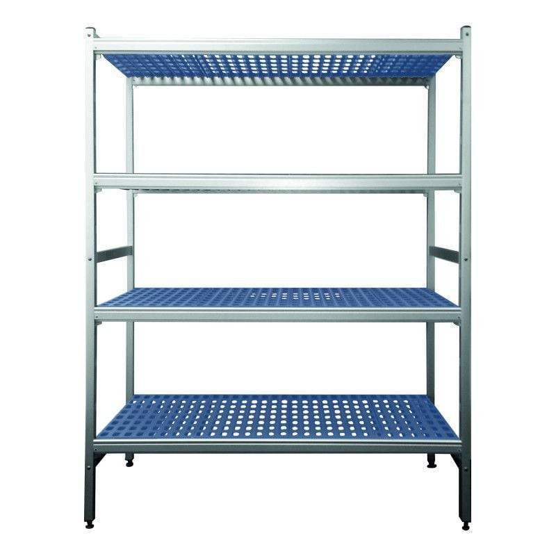 Rayonnage aluminium L2G 4 niveaux - Modulaire pour chambre froide