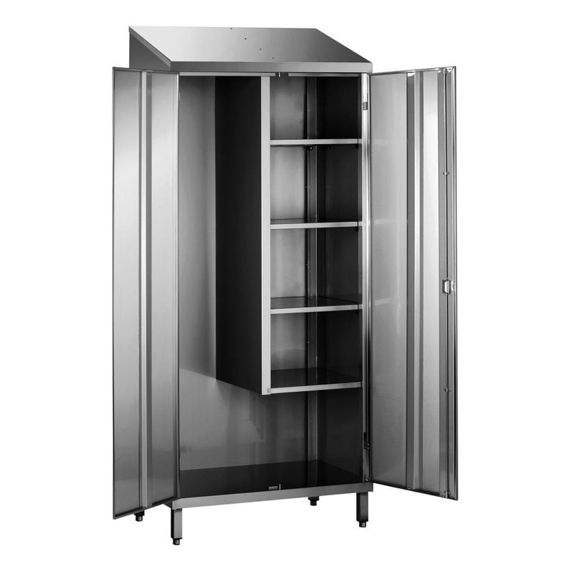 Armoire balais inox 304 L2G - 2 portes doublées professionnelles