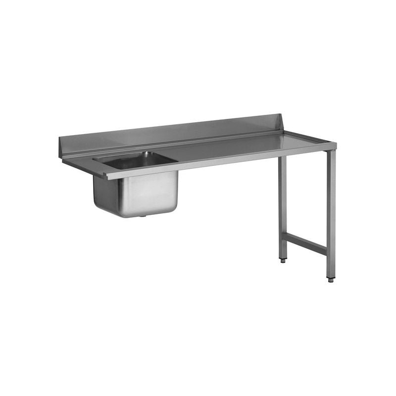 Table d'entrée L2G adossée + plage - Bac de rinçage lave-vaisselle