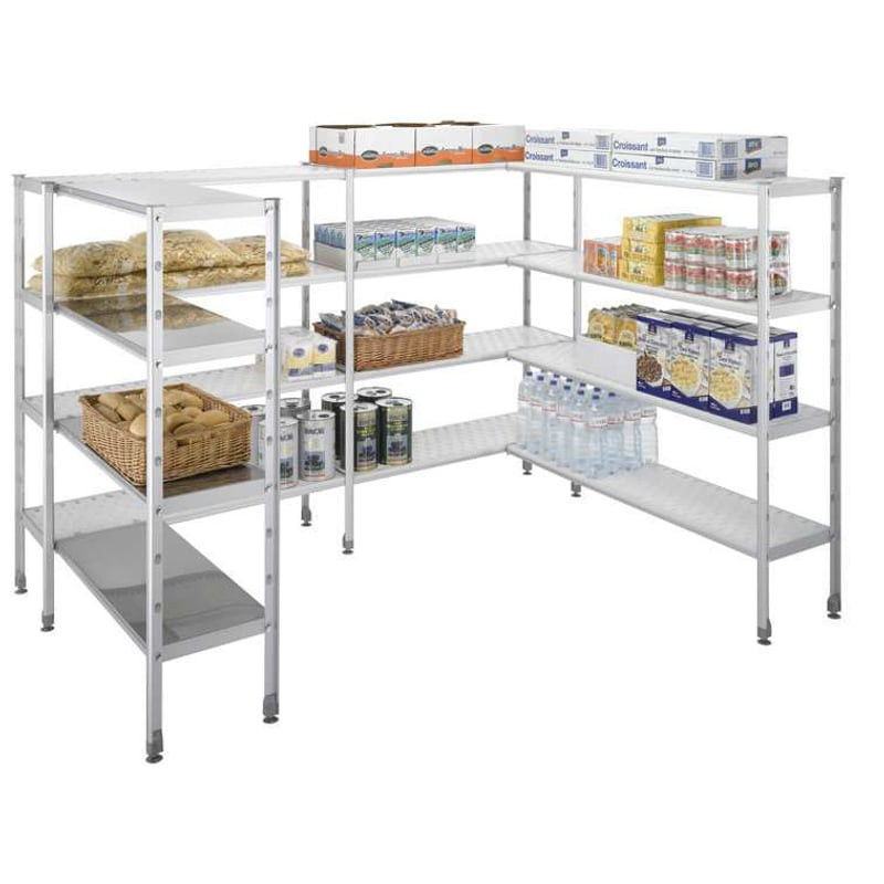 Rayonnage aluminium L2G 4 niveaux - Clayettes polypropylène 90kg