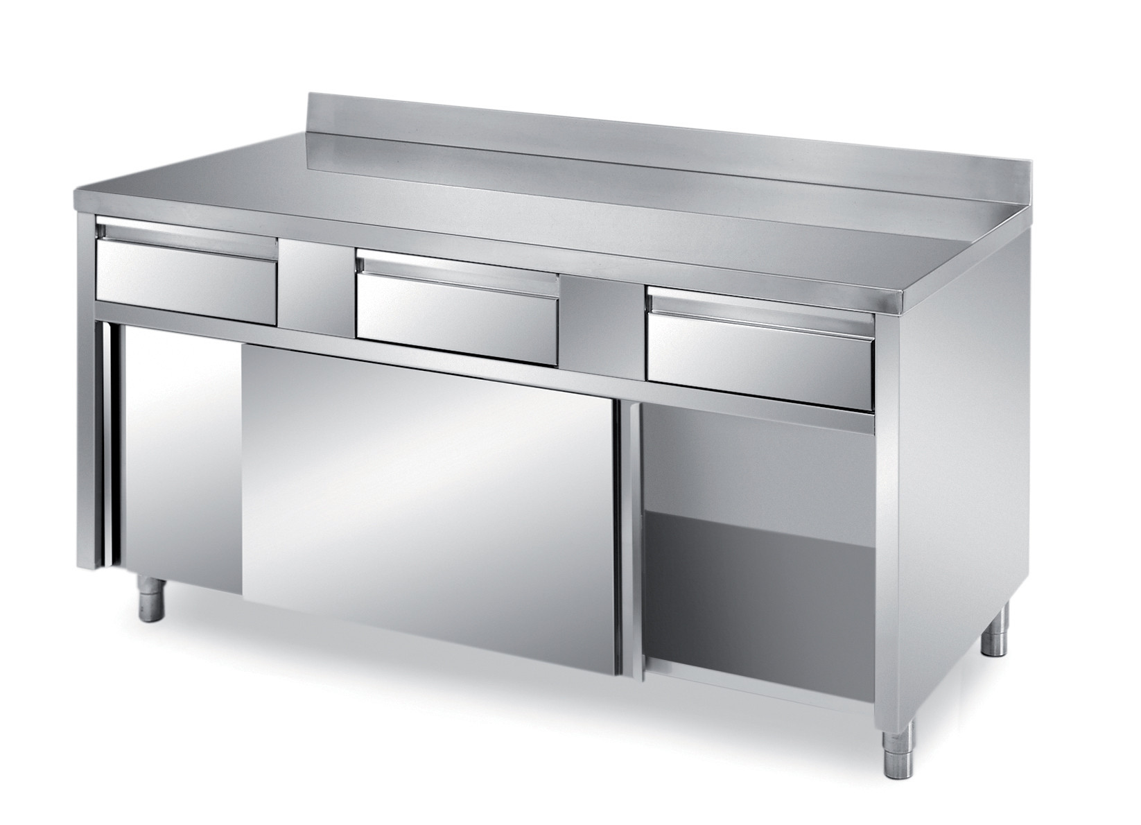 Meuble bas inox L2G - 2 portes coulissantes - Cuisine professionnelle