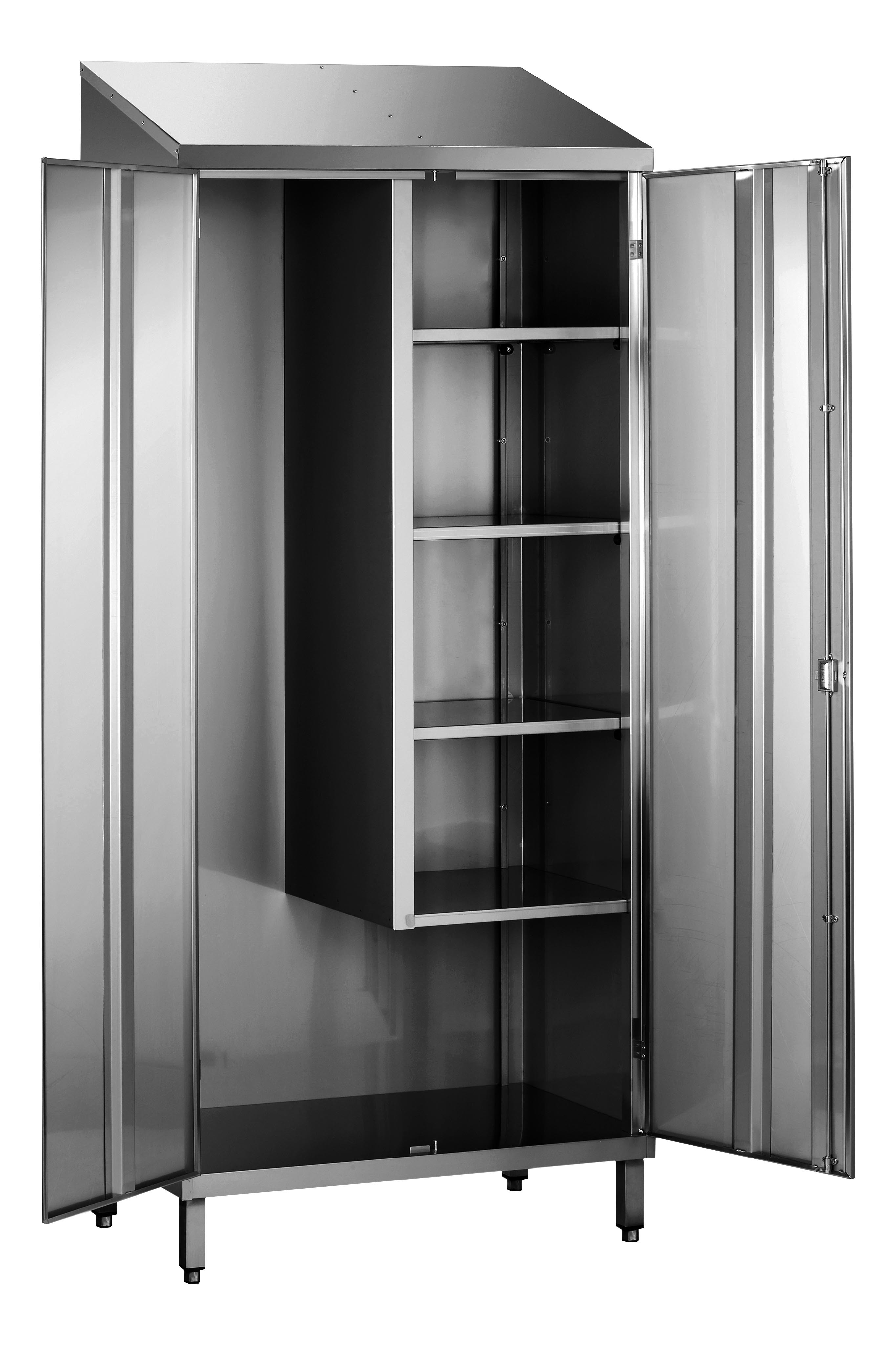 Armoire balais inox L2G - 2 portes battantes - Stockage hygiénique