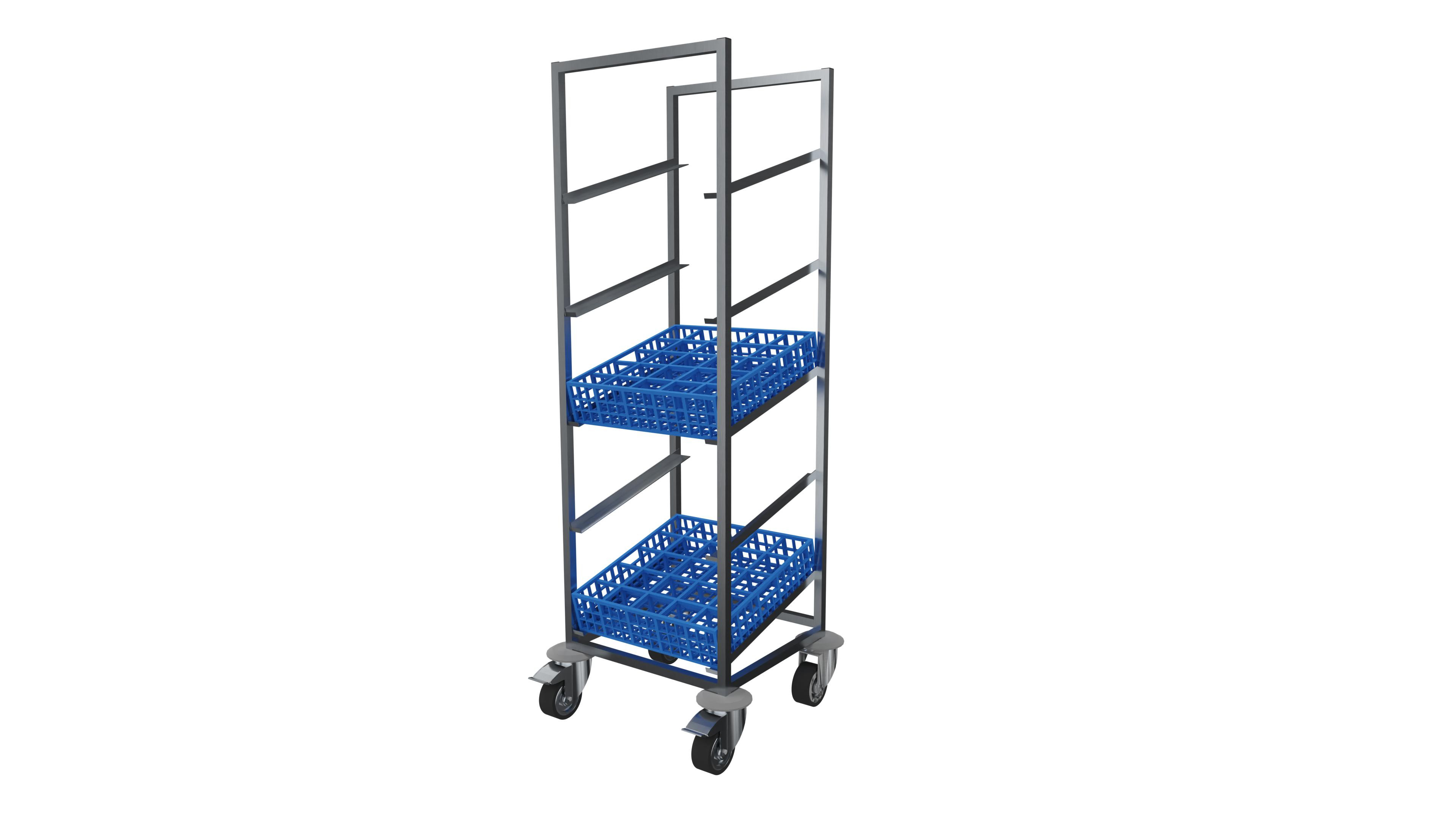 Chariot inox L2G pour casiers lave-vaisselle - 5 niveaux de rangement