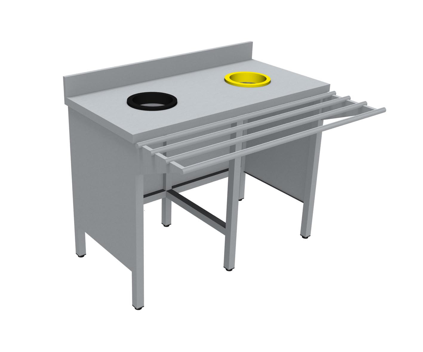 Meuble de tri inox 304 L2G - Professionnel sans portes, rampe plateaux