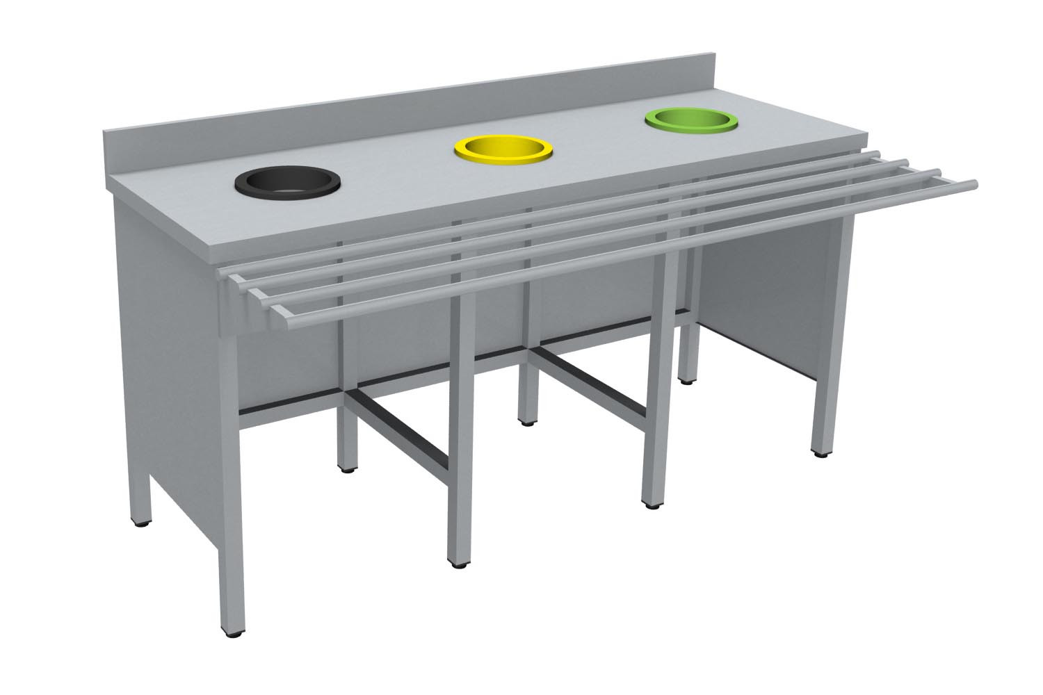 Meuble de tri inox 304 L2G - Tri professionnel 3 TVO sans porte