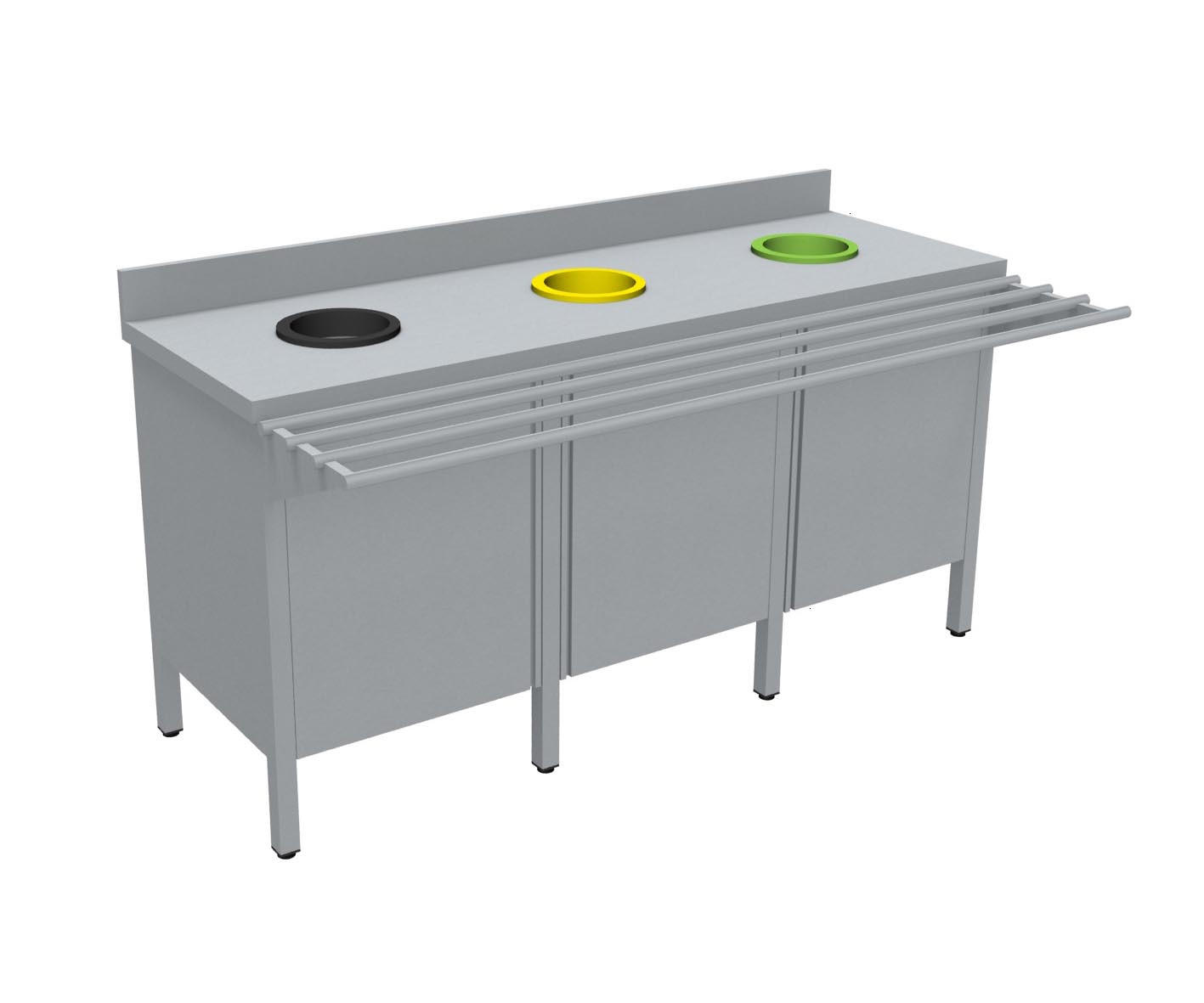 Meuble de tri inox 304 L2G - 3 portes et rampe à plateaux optionnelle