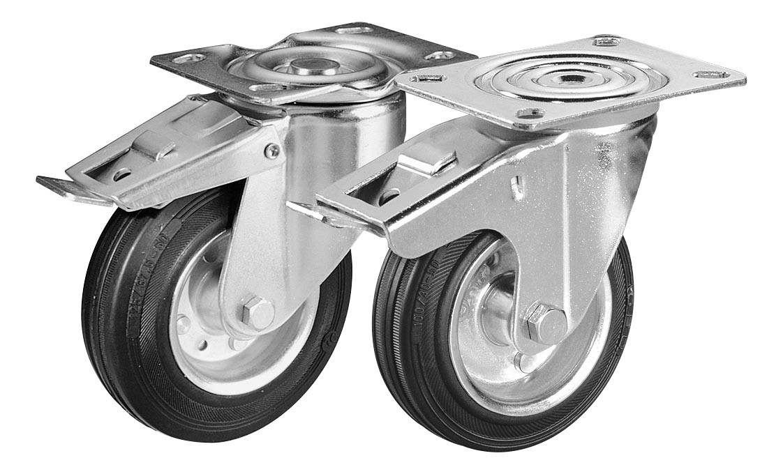 Kit 4 roues pivotantes L2G avec chape zinguée - Mobilité meubles