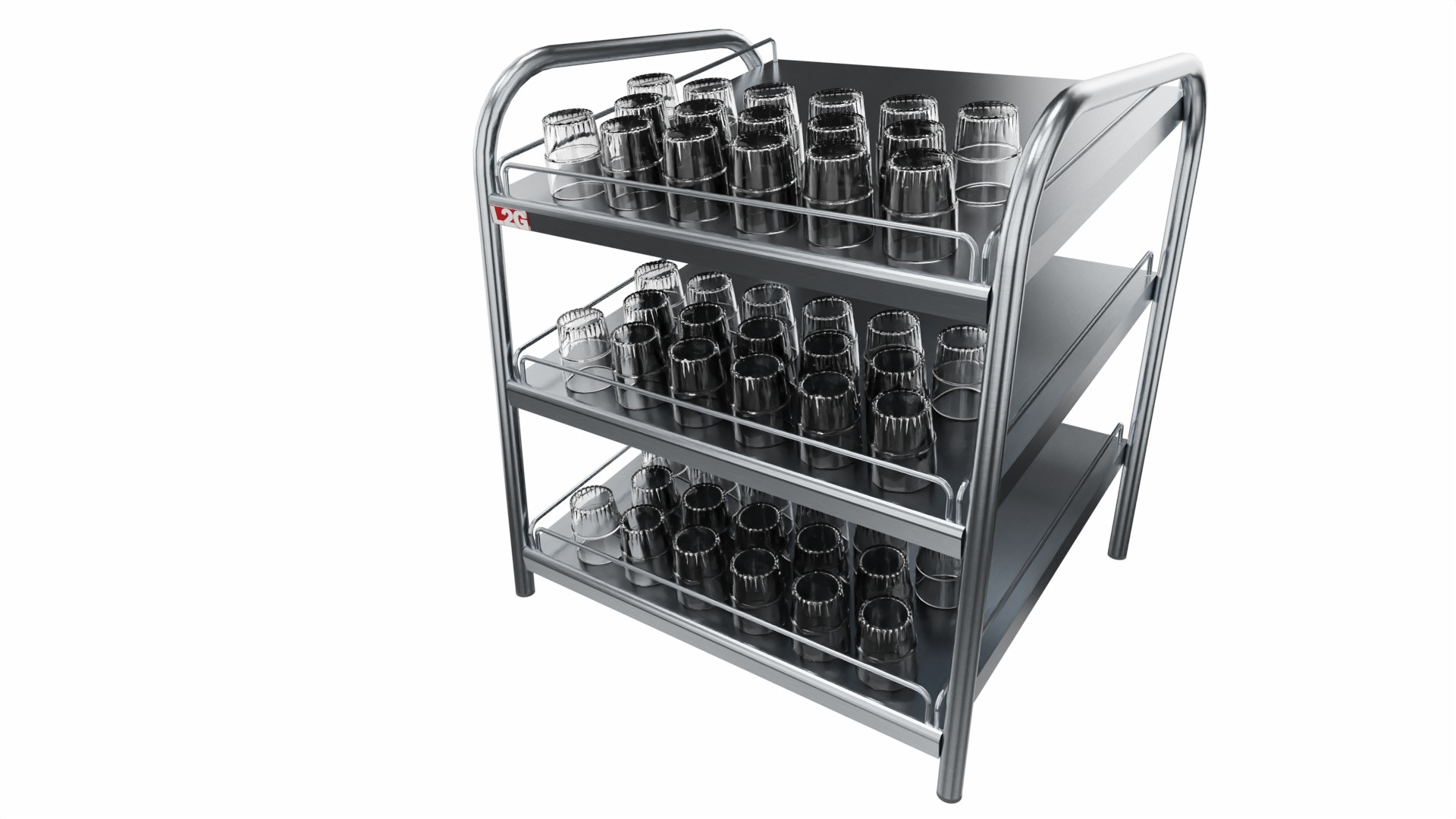 Étagère soudée inox 304 L2G - 3 niveaux inclinés pour verres