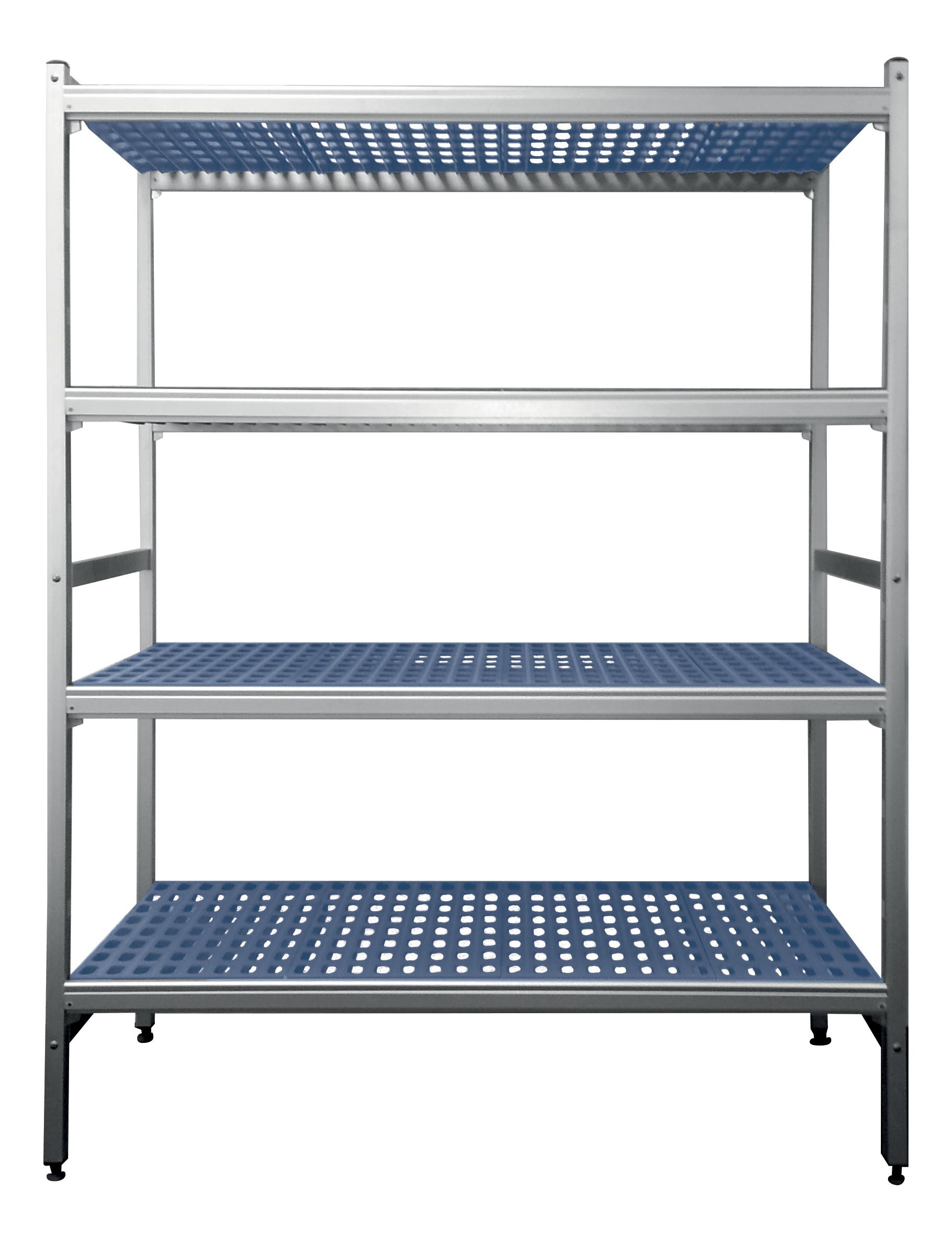 Rayonnage aluminium L2G 5 niveaux - Clayettes ajourées amovibles