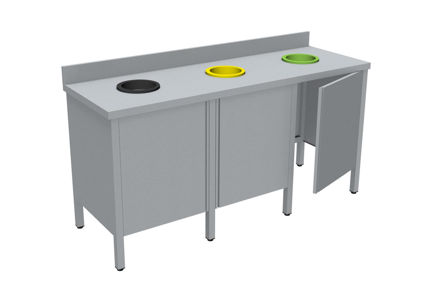 Meuble de tri inox 304 L2G - 3 portes battantes - Professionnel CHR