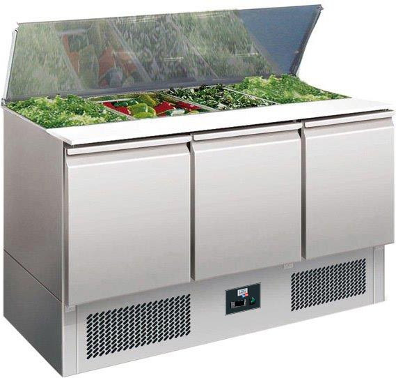 Saladette réfrigérée L2G inox - Couvercle télescopique 3 portes GN1/1