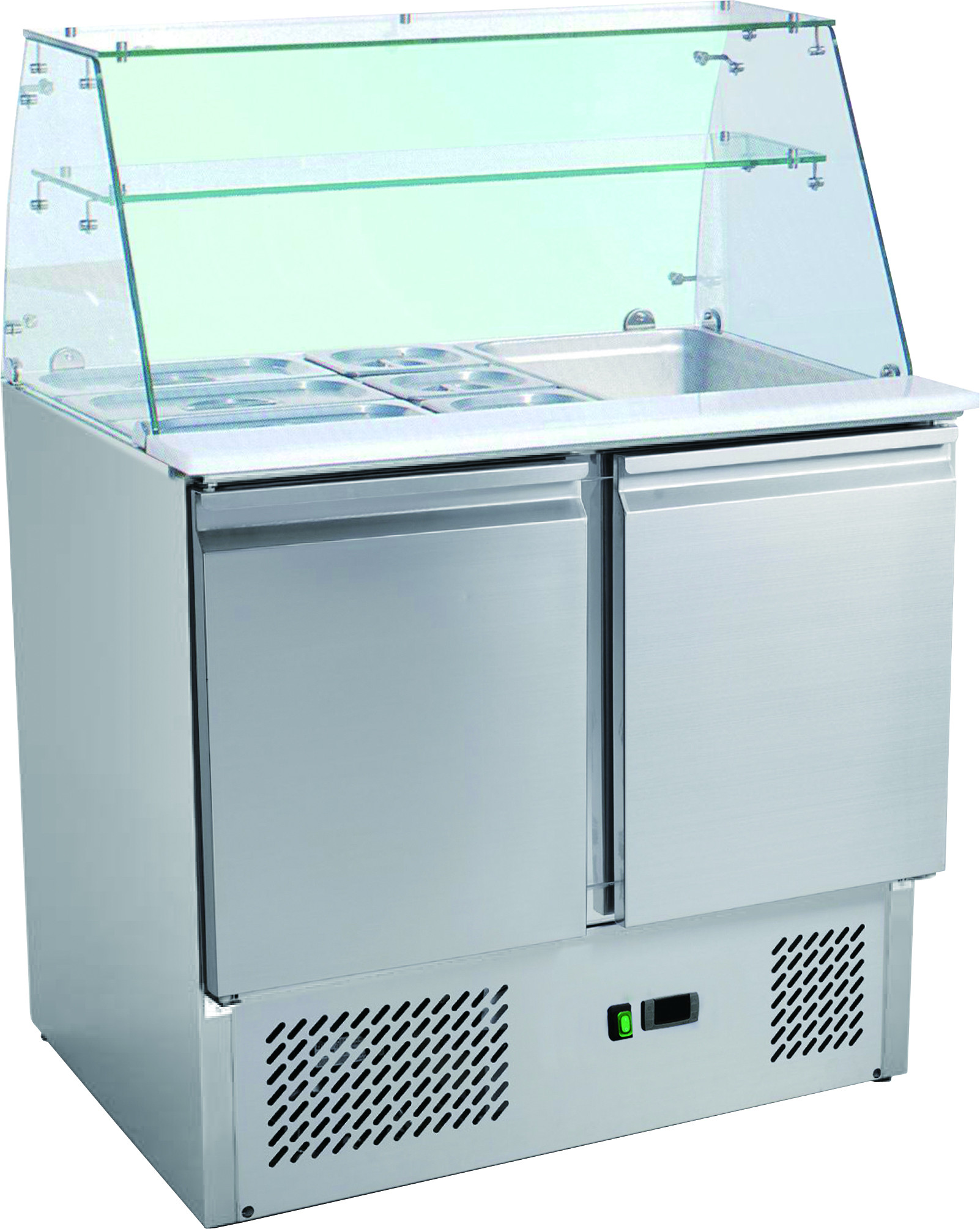 Saladette réfrigérée L2G S900SQ avec pare-haleine verre droit