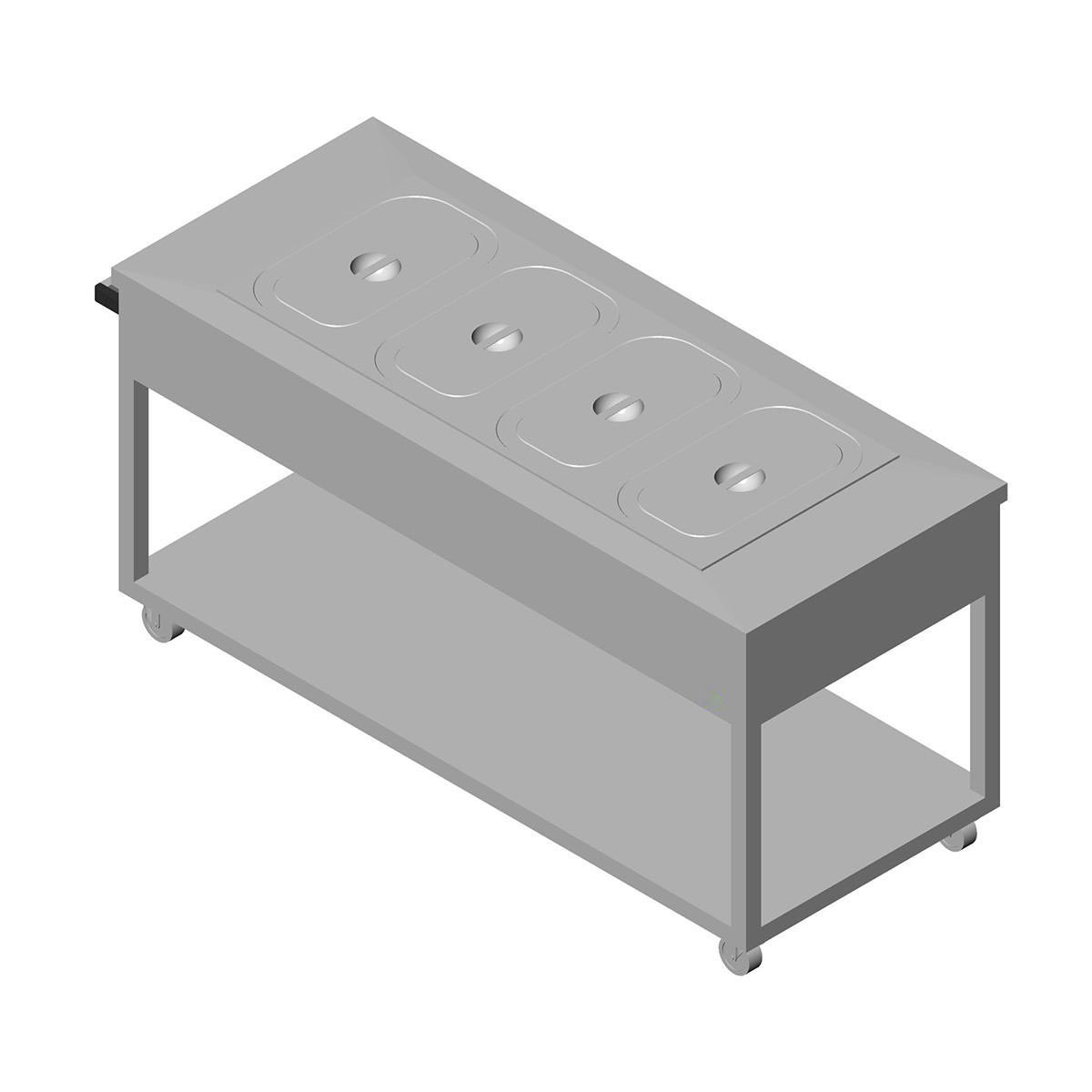 Chariot Bain-Marie 4 Cuves GN1/1-200 - Professionnel Inox L2G