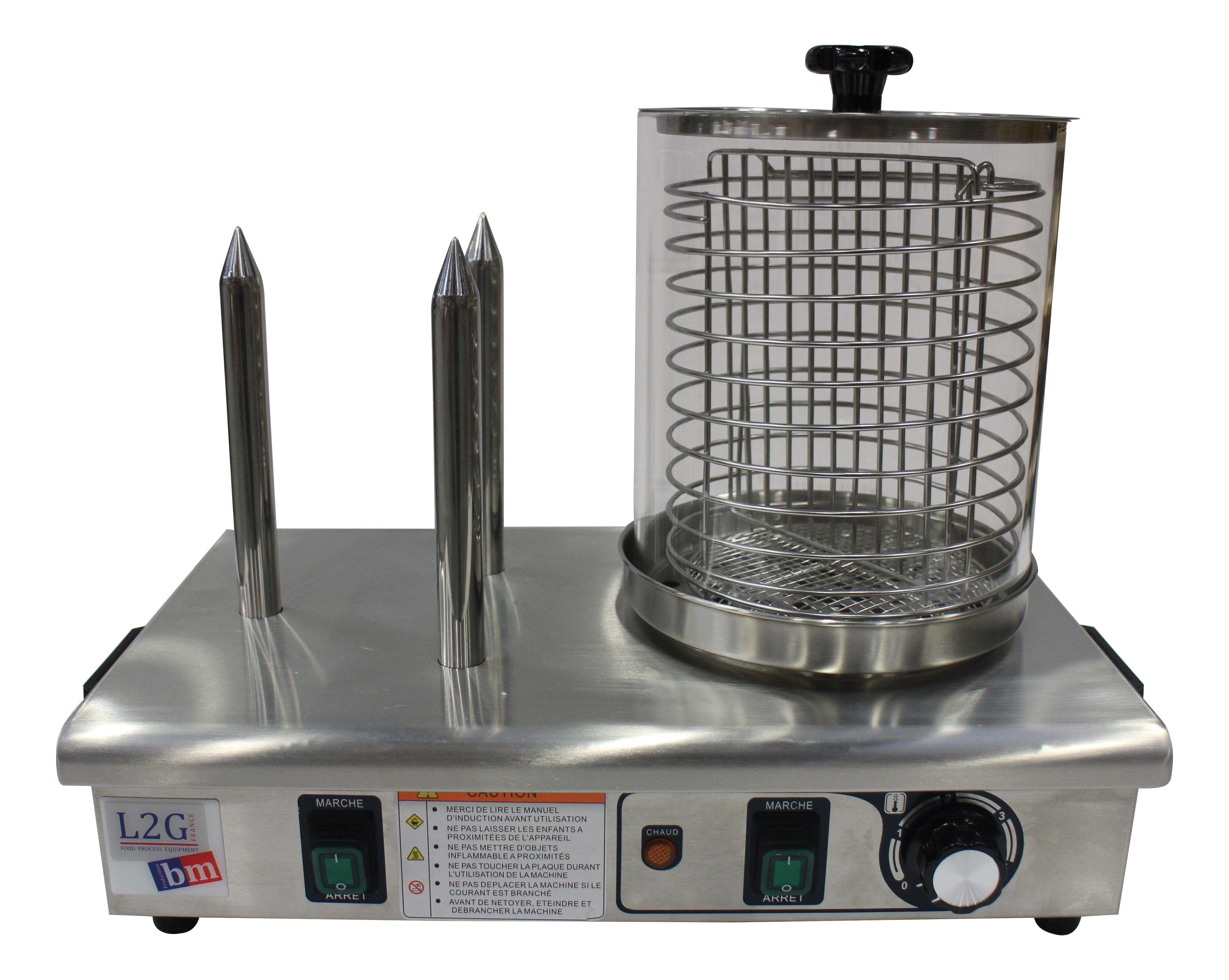 Chauffe-saucisses L2G SH3 - 3 plots chauffants pour pains à hot-dog