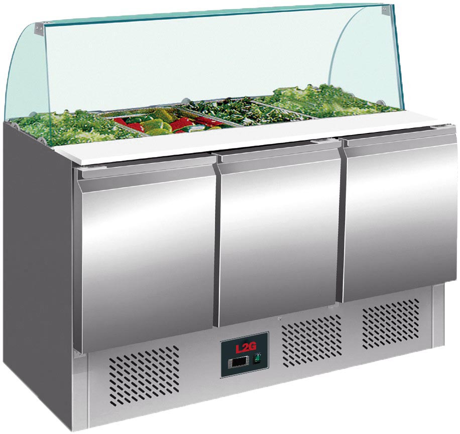 Saladette réfrigérée L2G - Inox avec pare-haleine verre cuisine pro