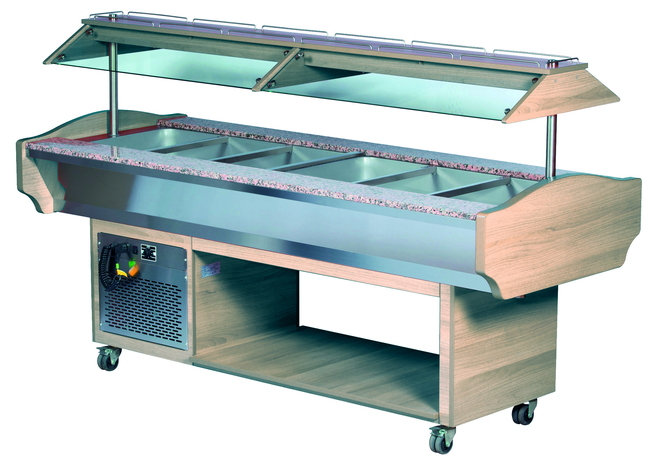 Buffet réfrigéré L2G central froid statique - 6 bacs GN - Cuve inox