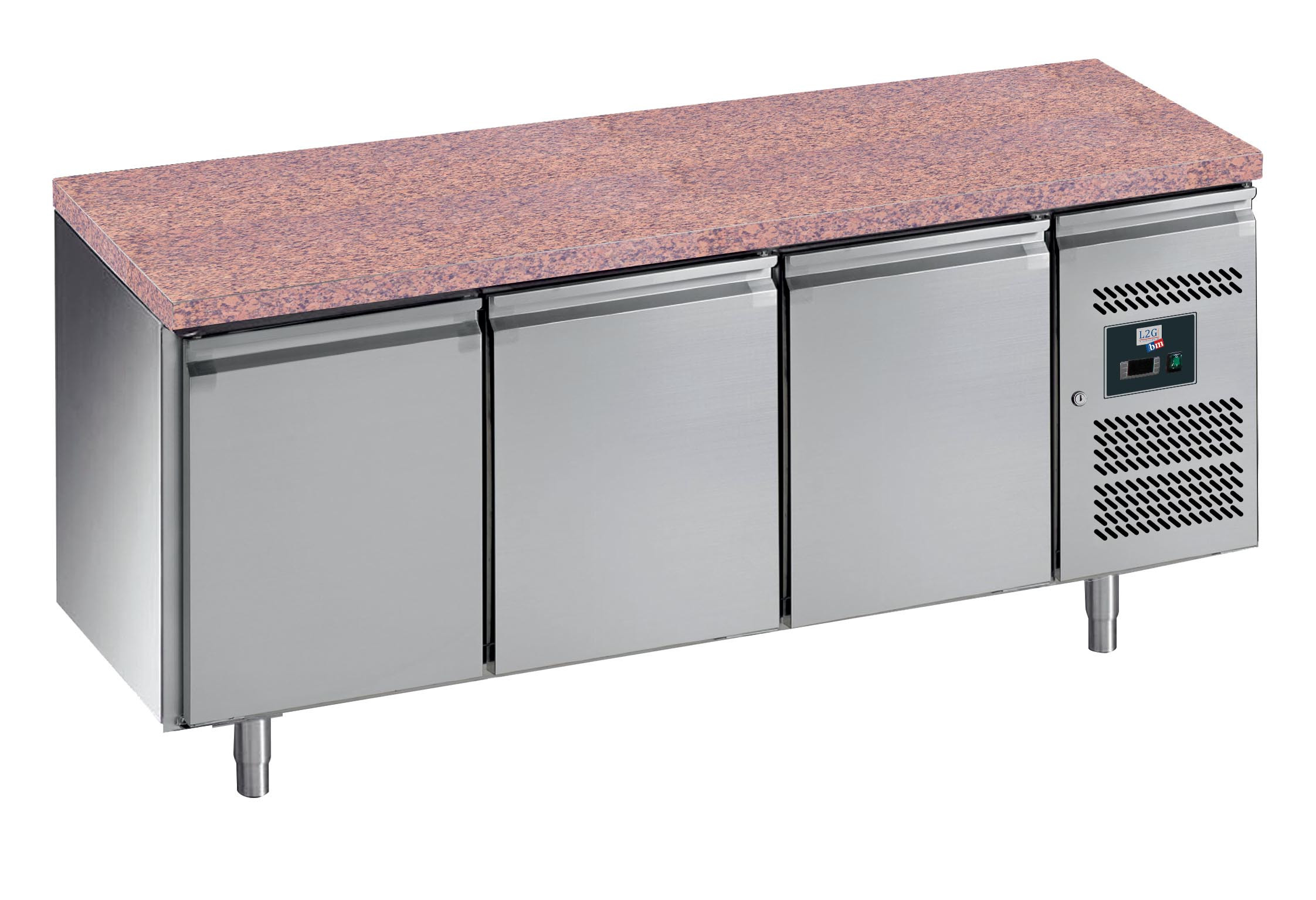 Desserte réfrigérée L2G -2/+8°C, 3 portes inox, capacité 635L